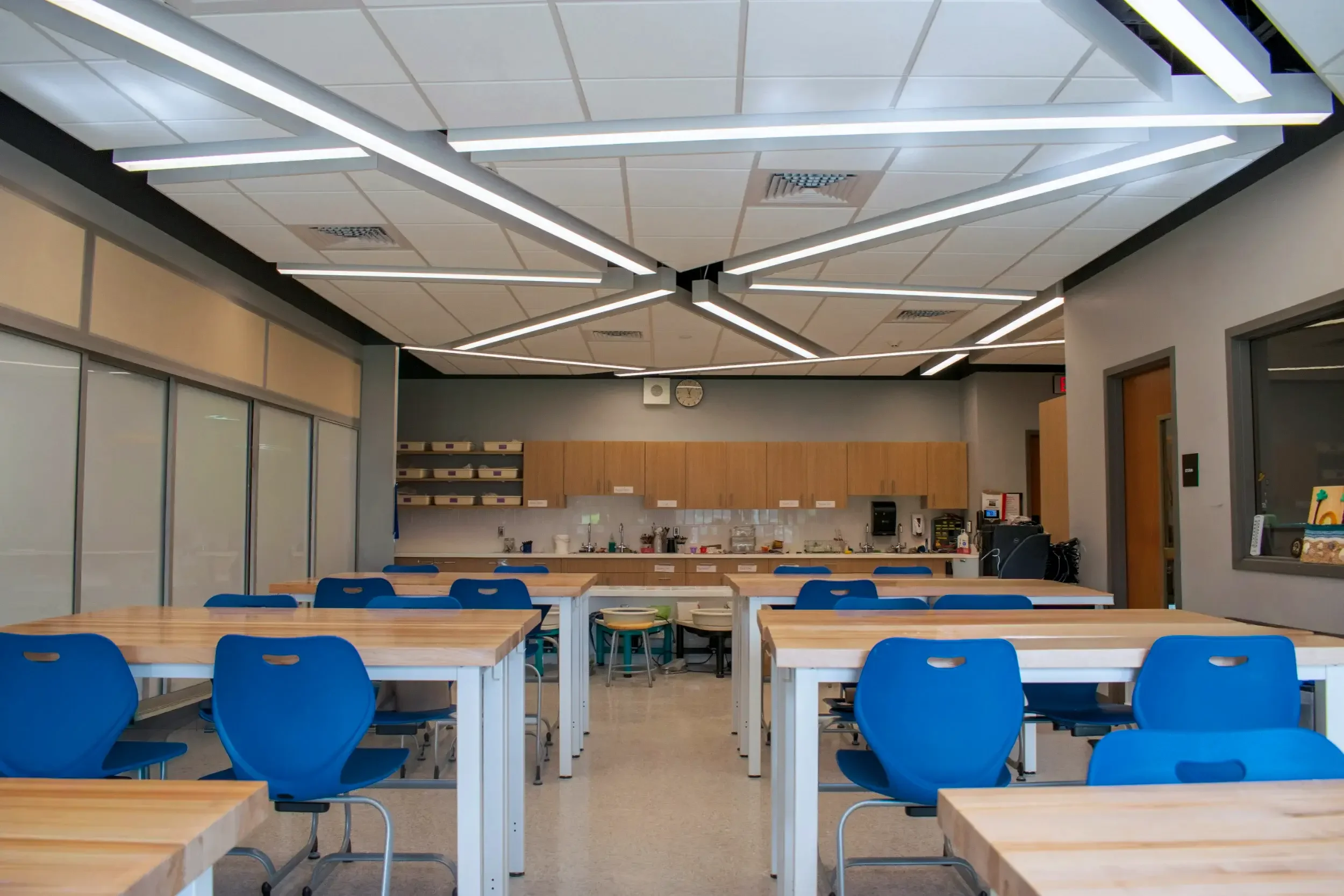 The revamped art room as seen from the back looking toward the front