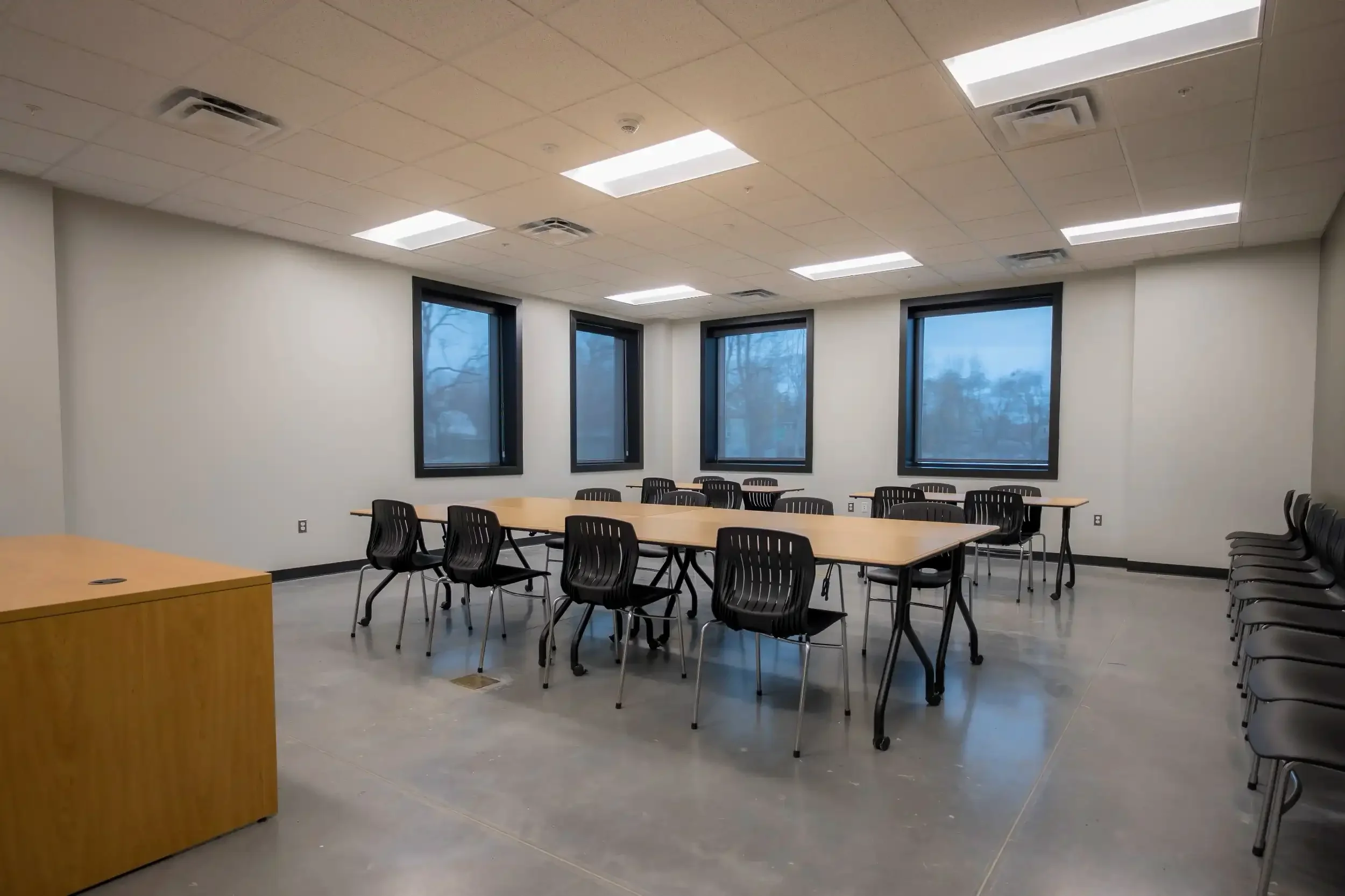 A classroom inside the new Thomas M. Fieldhouse built for the City of Buffalo at Shoshone Park.