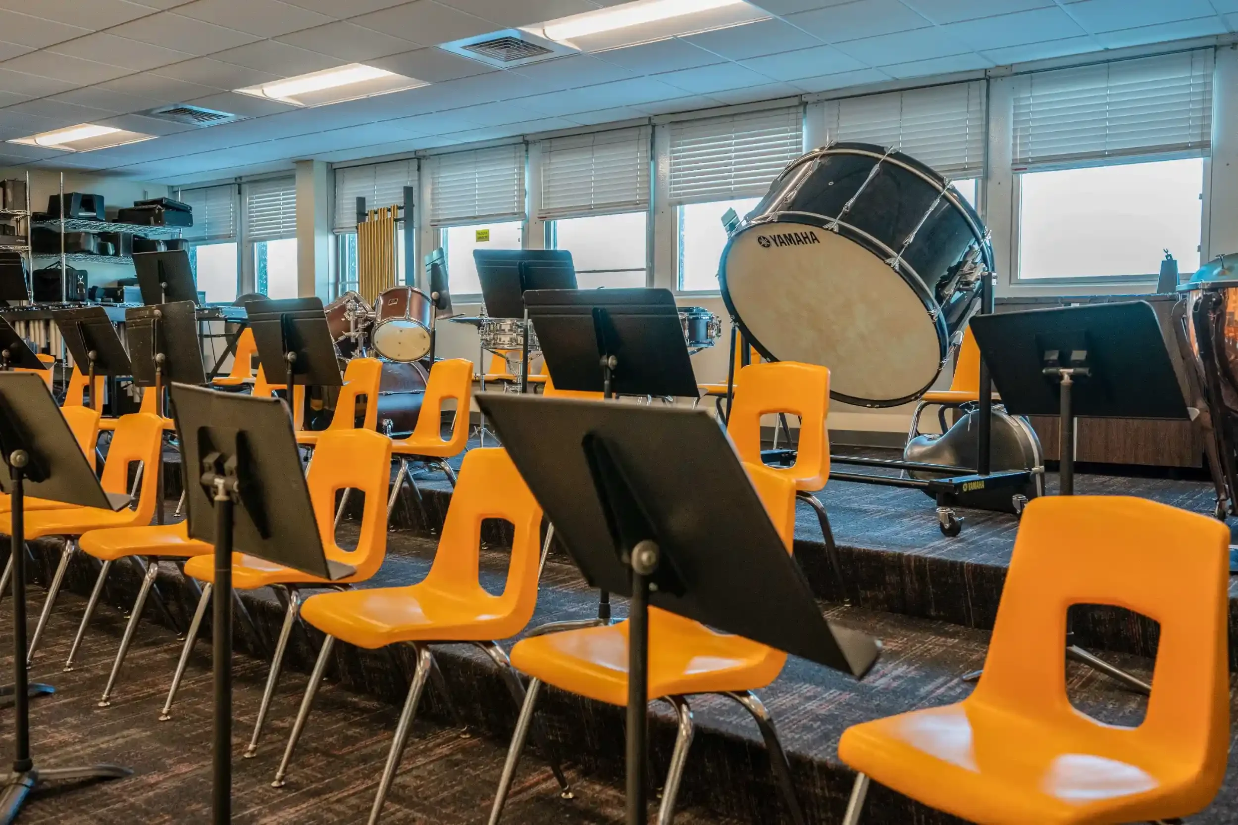 The interior of the new band room at Bemus Point CSD.