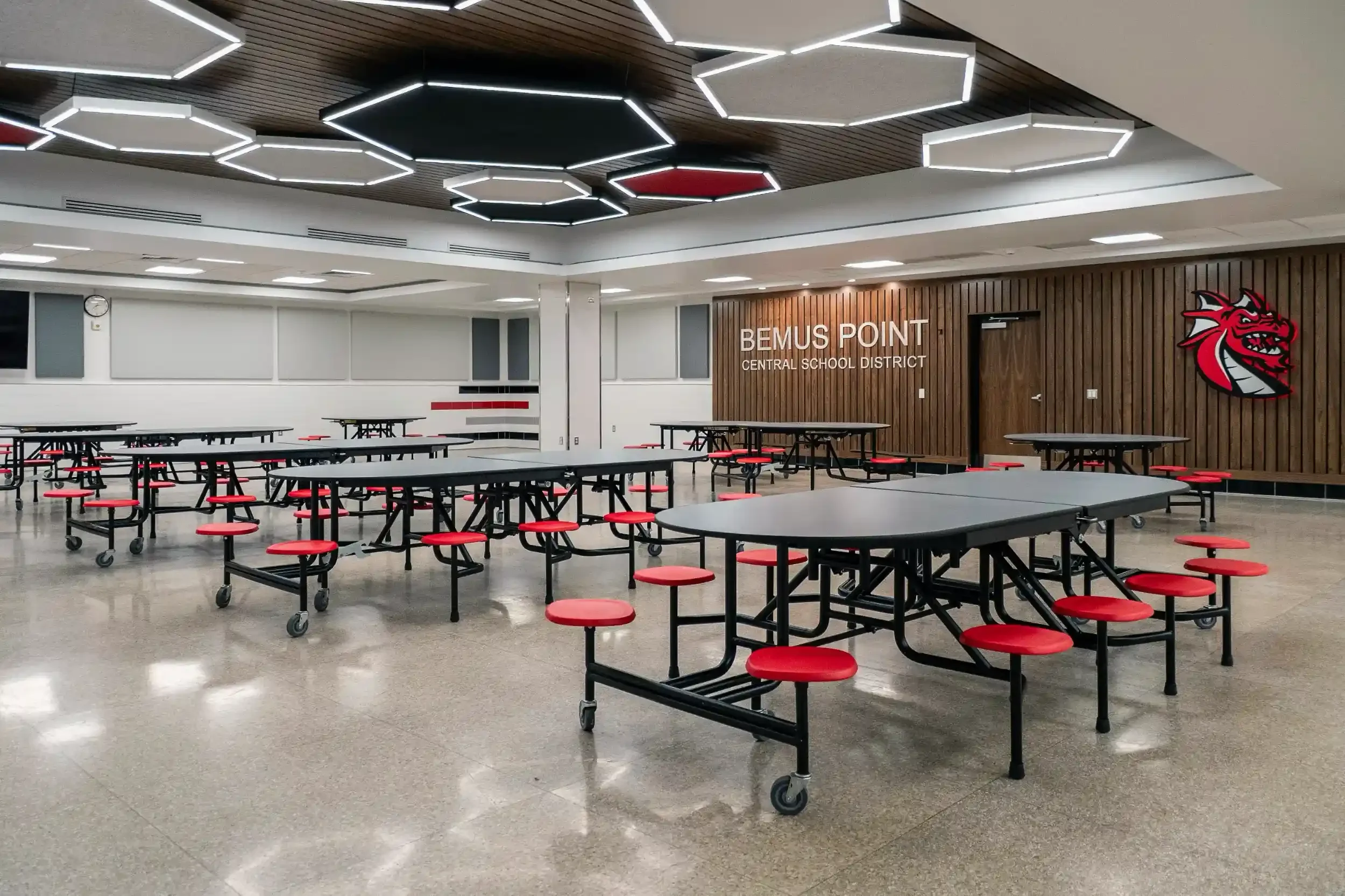 The interior of the new cafeteria at Bemus Point CSD.