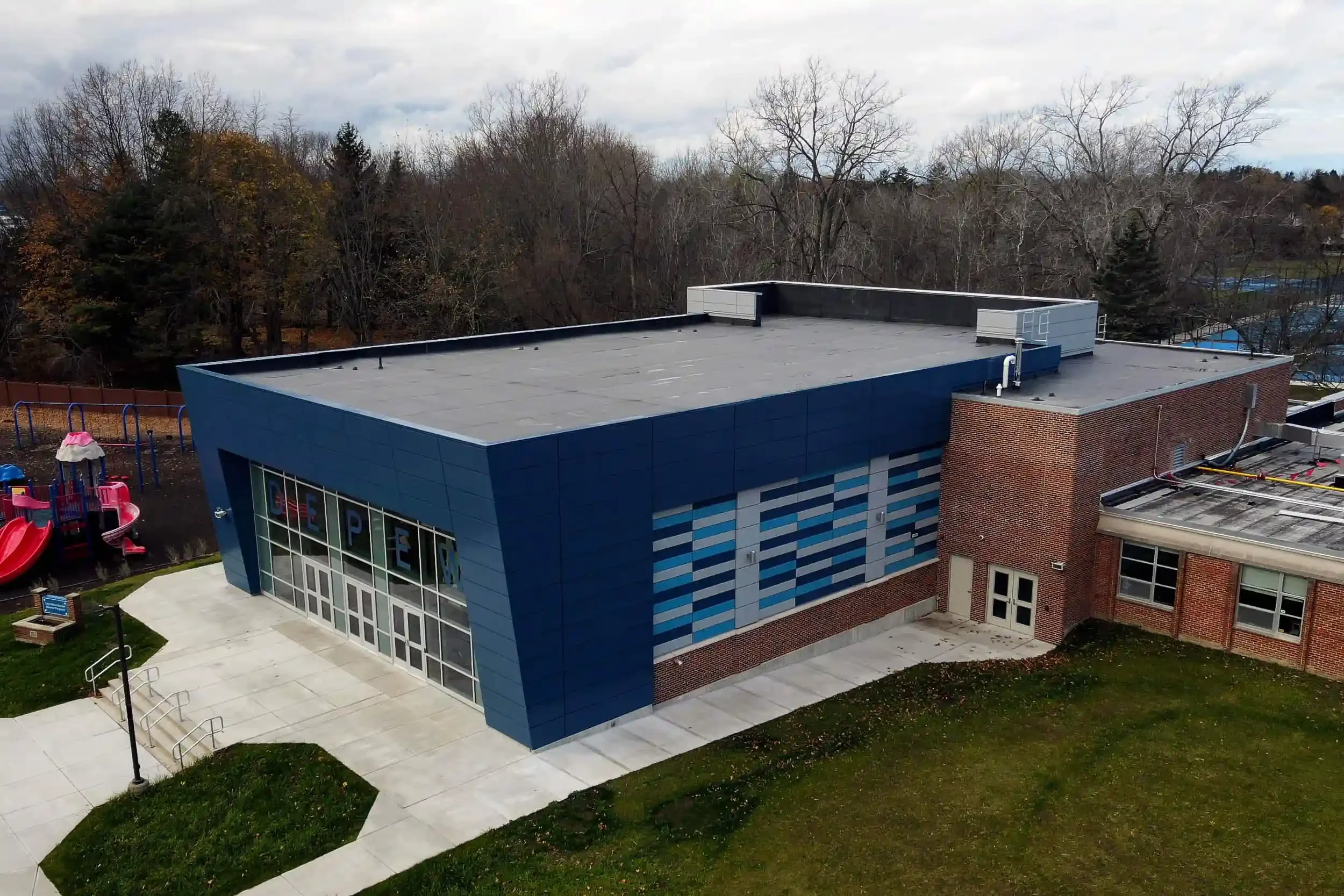 The exterior of the new auditorium at Depew UFSD