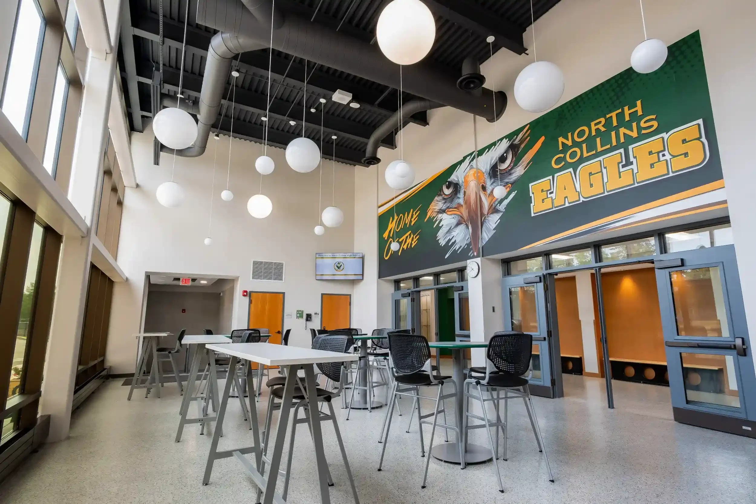 The interior of the athletic entry area