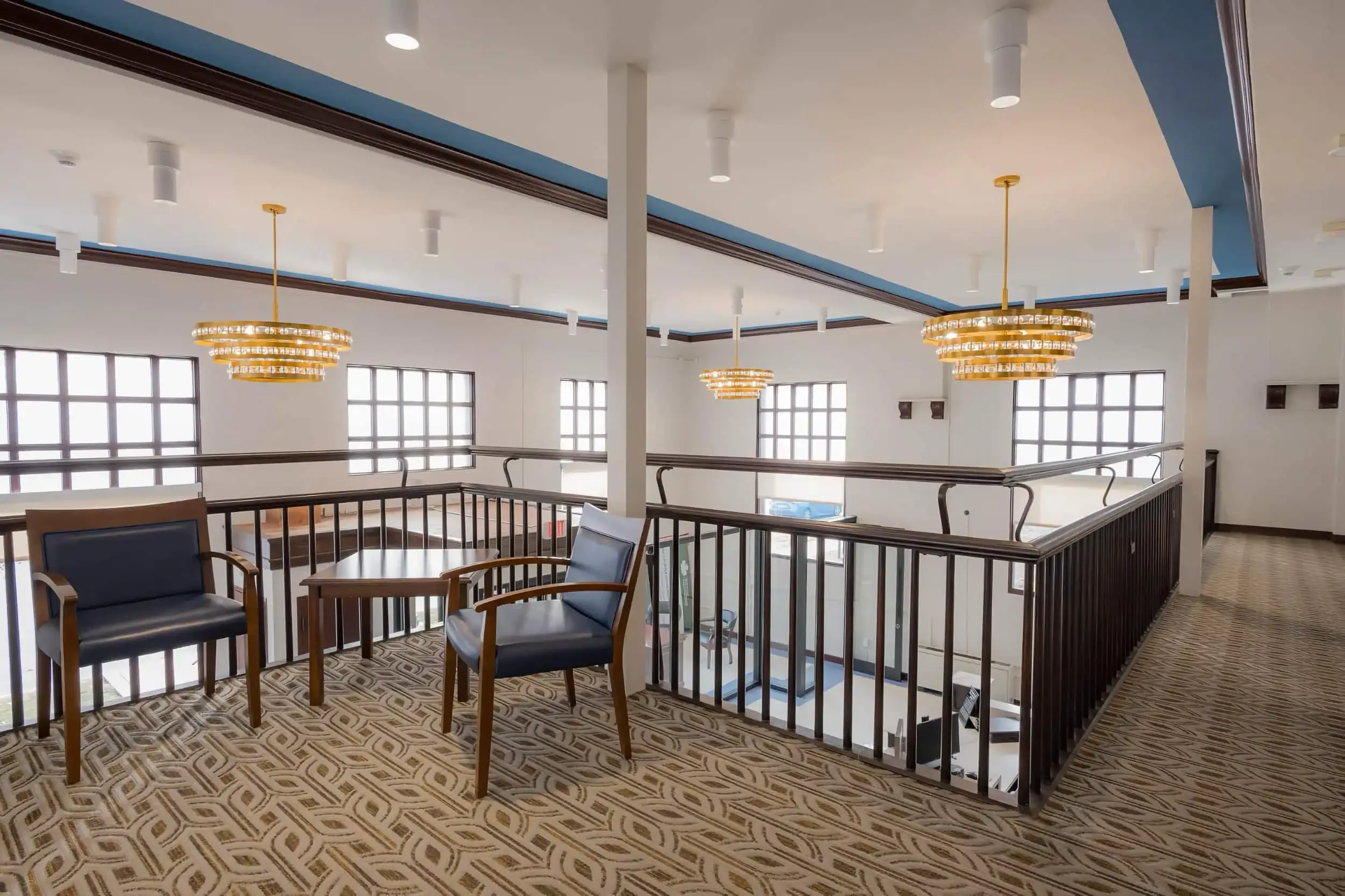 The interior upstairs of Alden State Bank