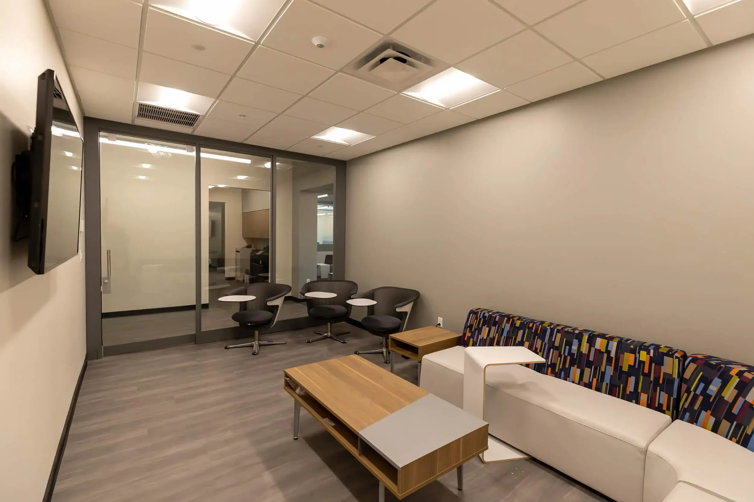A meeting lounge at Erie 1 BOCES campus