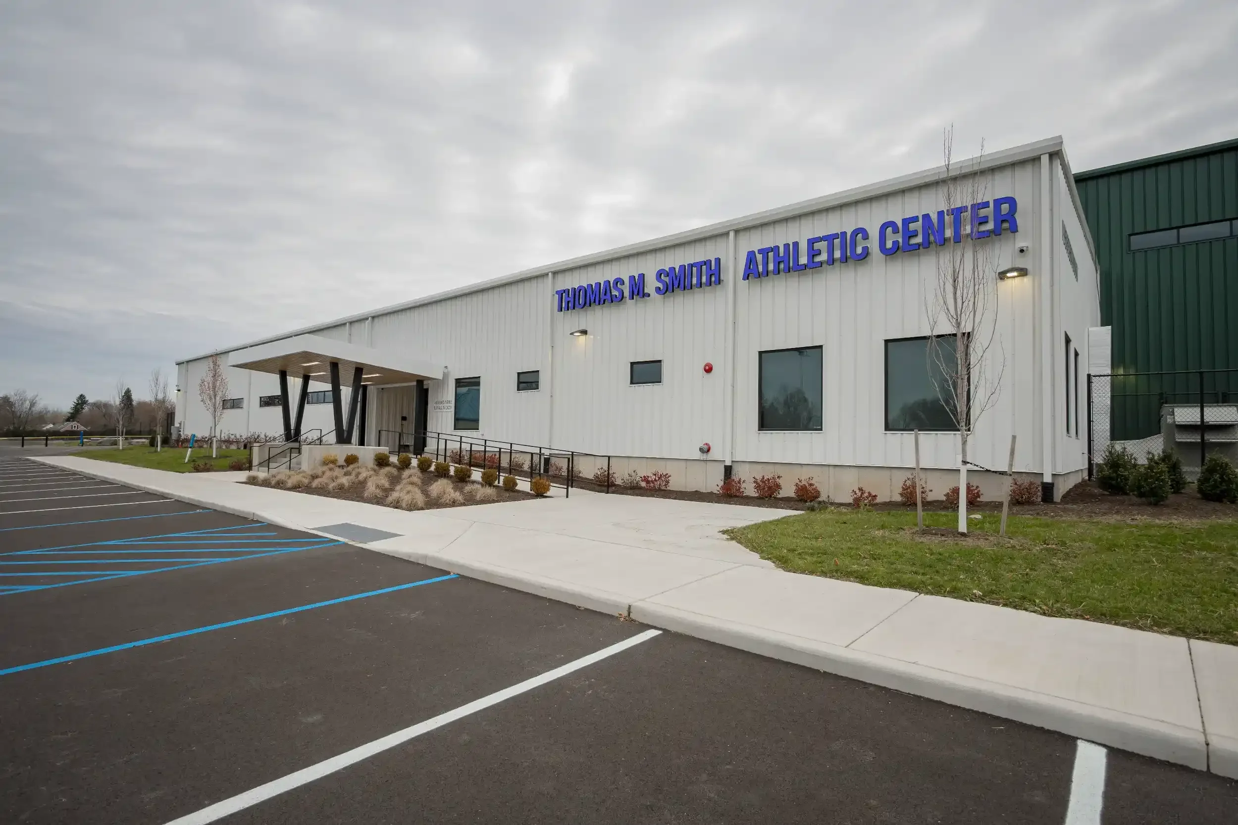 The exterior of the new Thomas M. Fieldhouse built for the City of Buffalo at Shoshone Park.