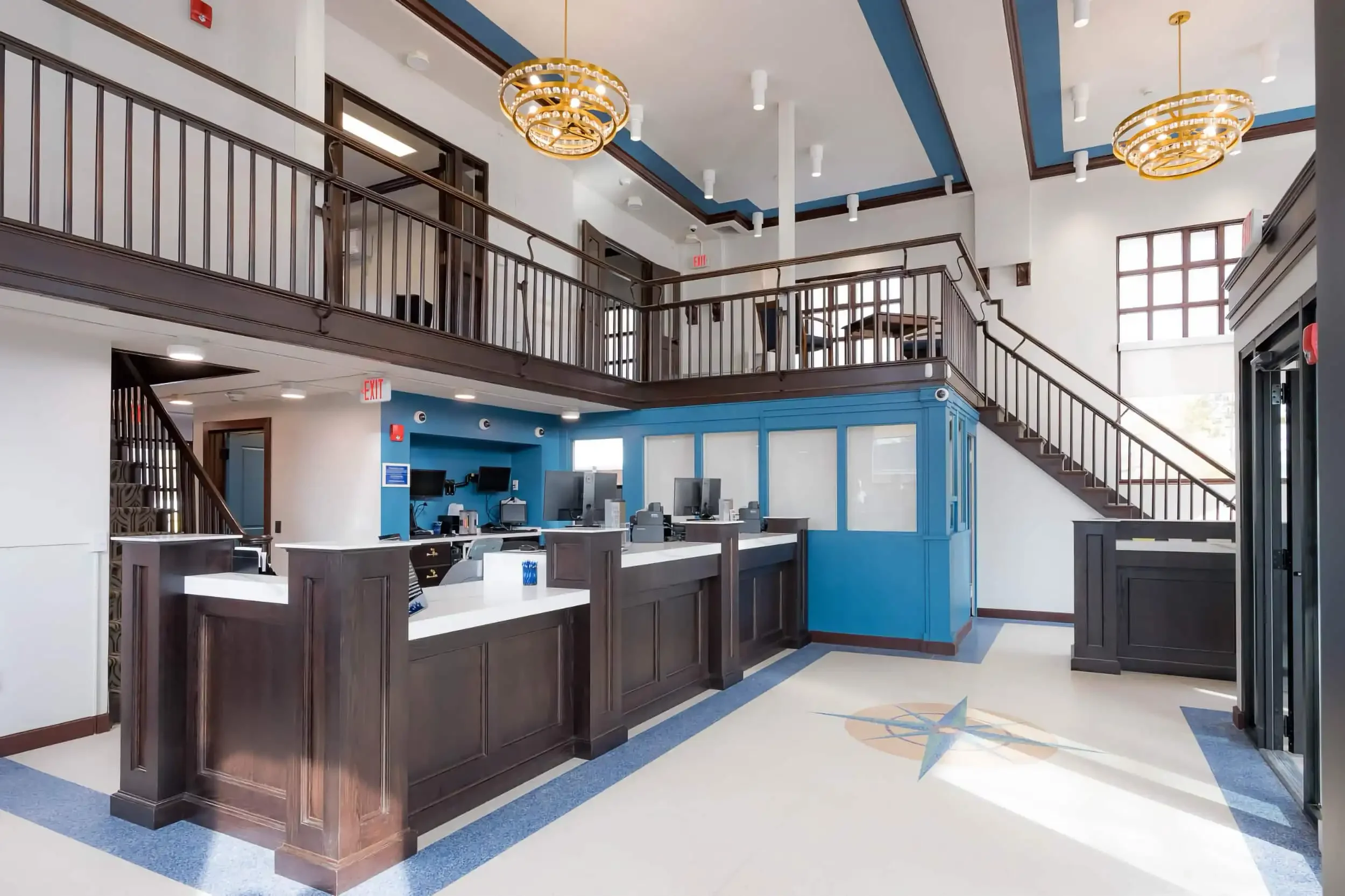 The interior downstairs of Alden State Bank