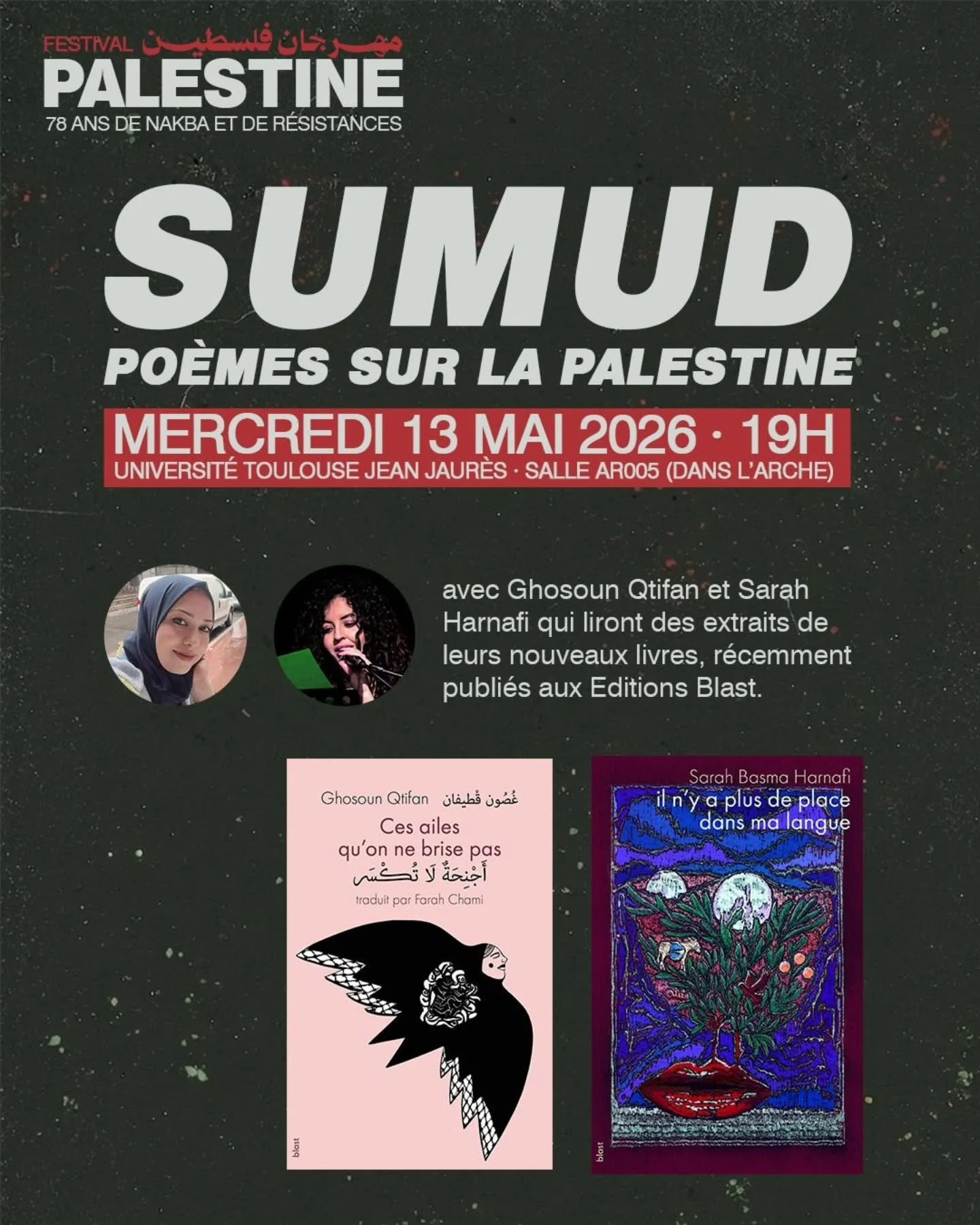 Le collectif Sumud propose d'ouvrir le magnifique festival du CSP avec une soir&eacute;e de po&eacute;sie anti-imp&eacute;rialiste ce mercredi 13 mai &middot; 19h 🔥

Que peut la po&eacute;sie face &agrave; la violence politique ?
Dans les contextes 