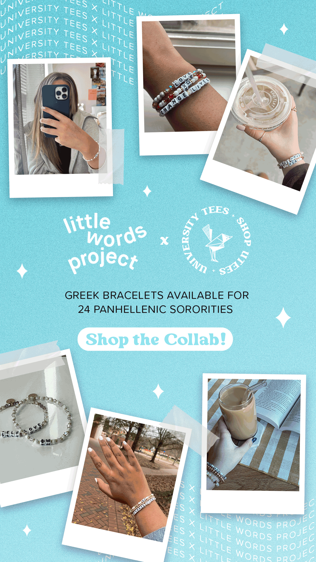 Little Words Project & University Tees Collab Instagram story post