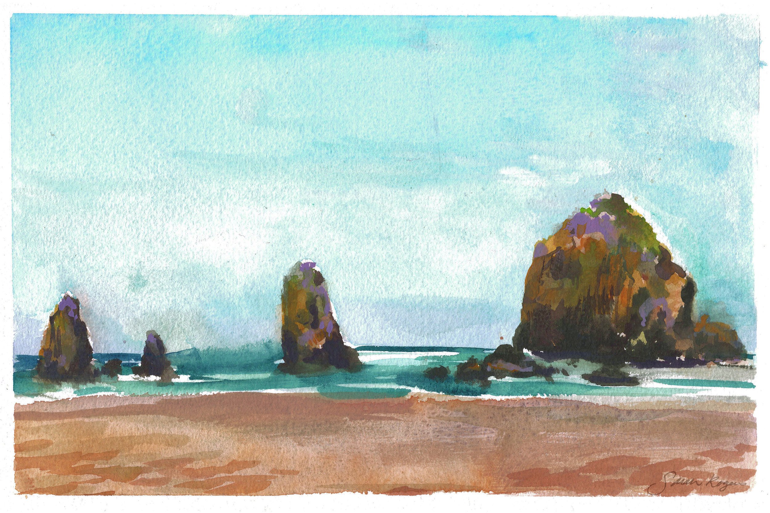 "Cannon Beach"
watercolor on paper 6" x 9"