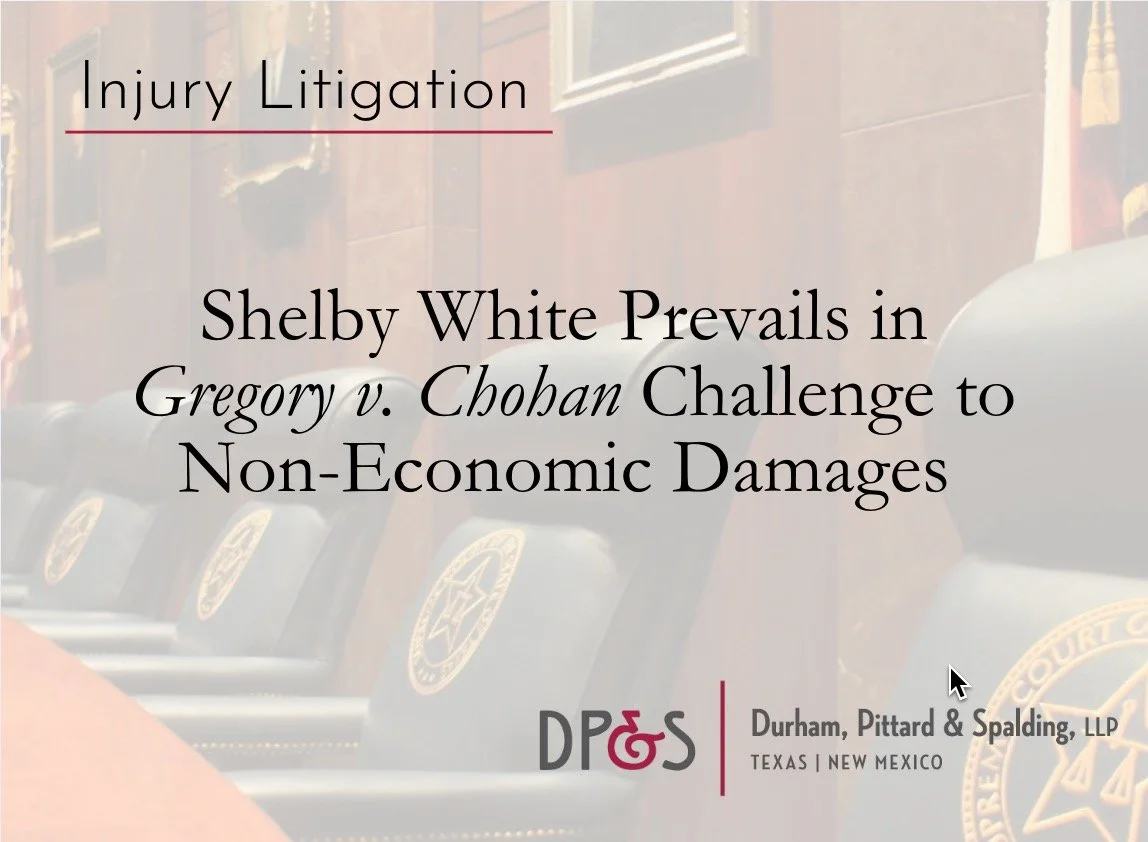 Shelby White Prevails in Gregory v. Chohan Challenge to Non-Economic Damages