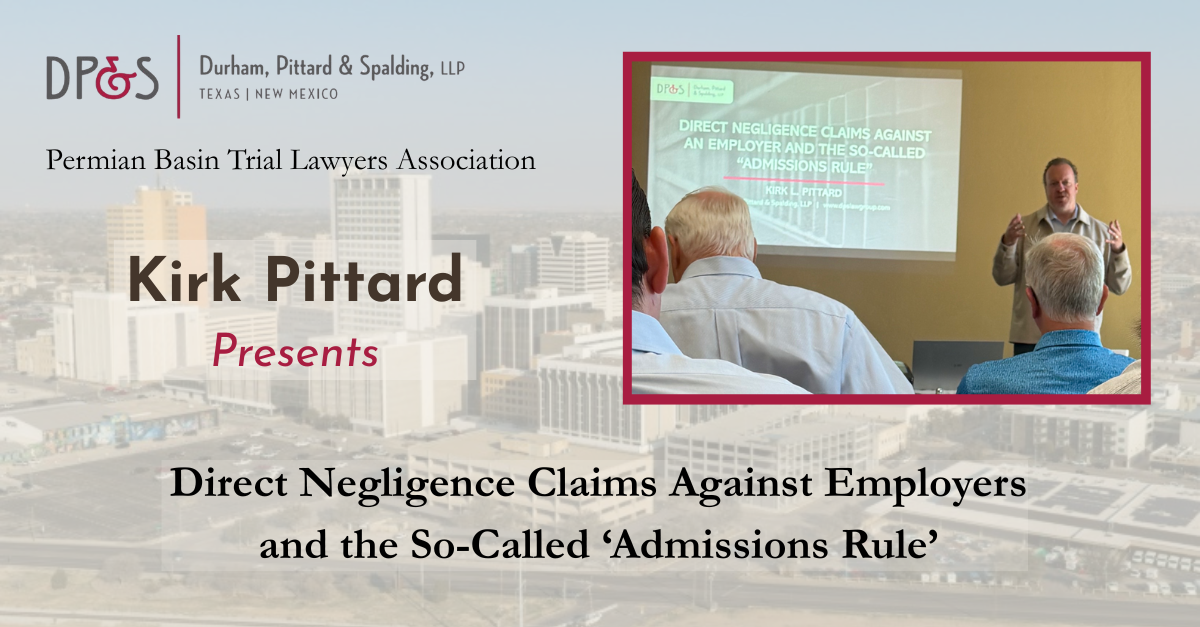 Kirk Pittard speaks at the Permian Basin Trial Lawyers Association
