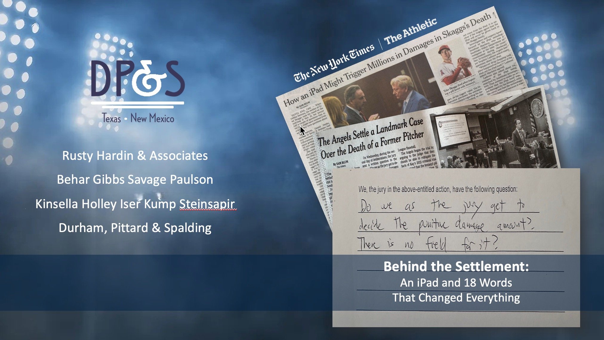 Behind the Settelment graphic of newspaper article headlines.