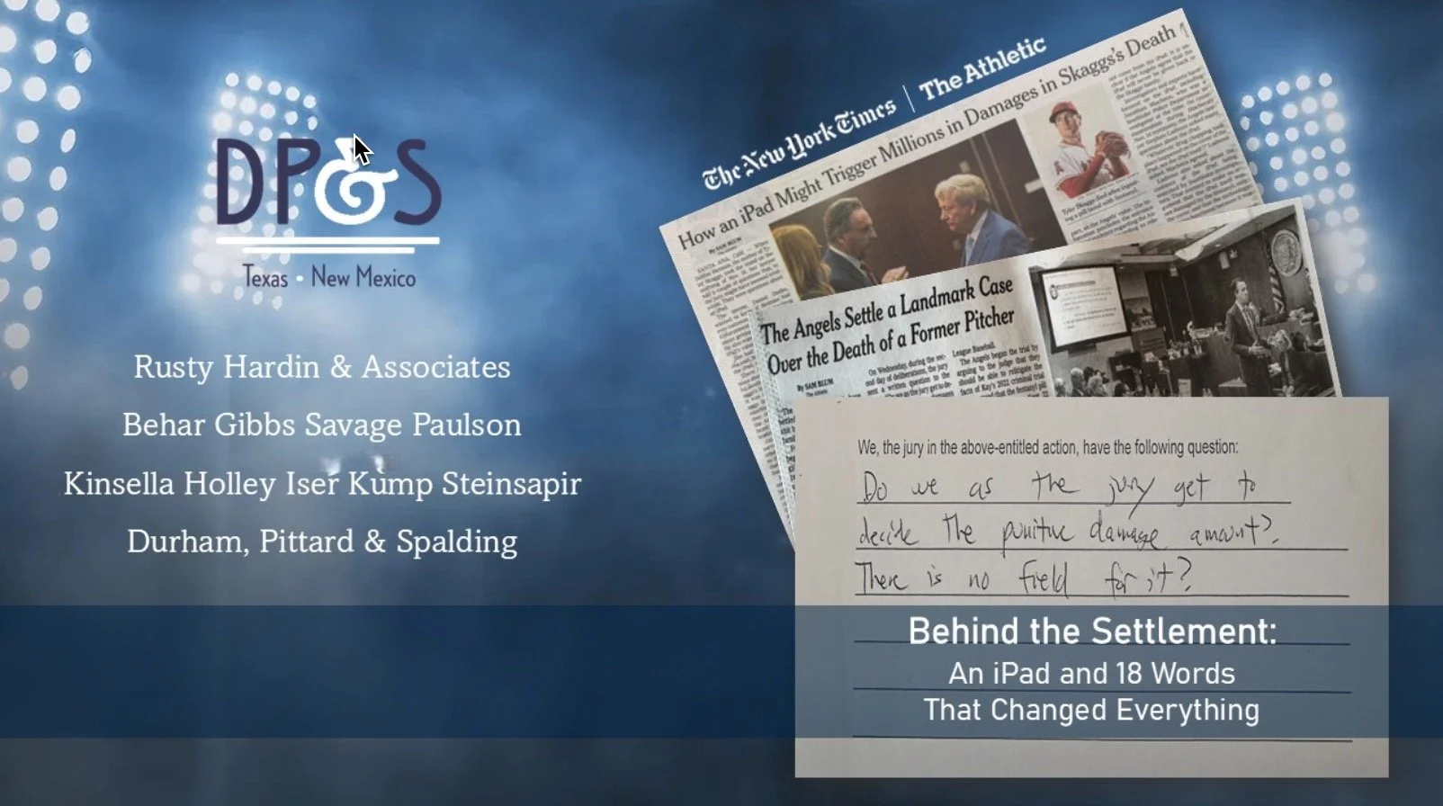 Image of newspaper article headlines and jury note
