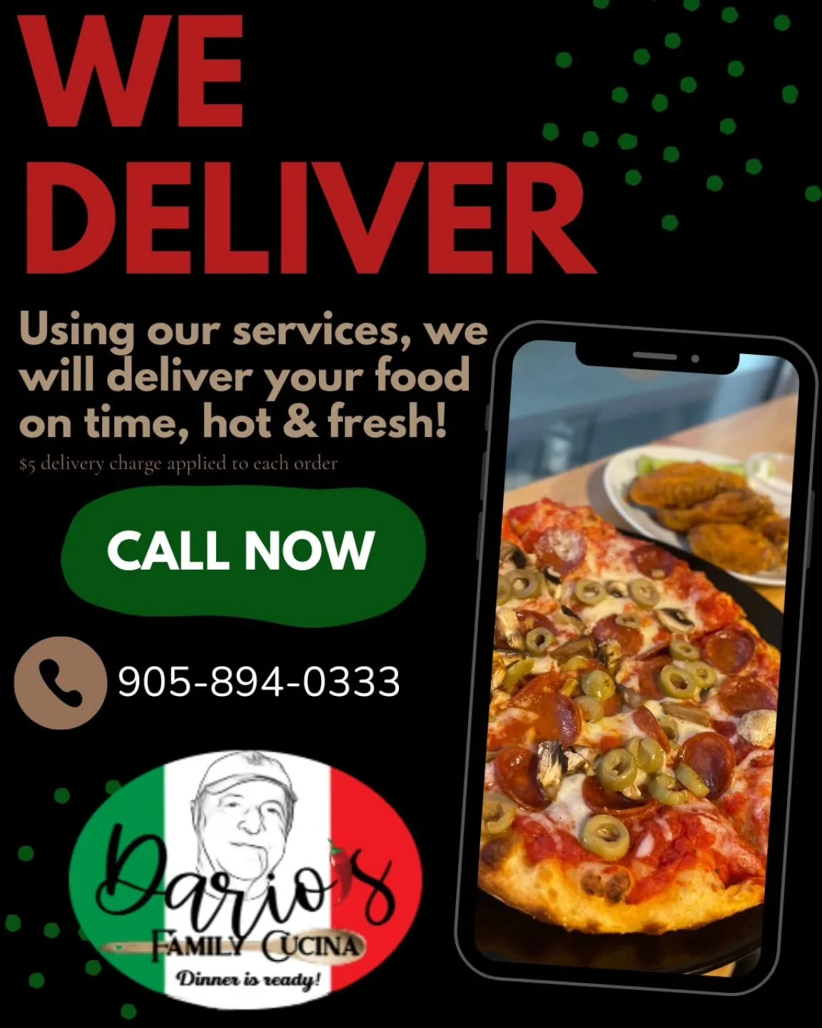 🇮🇹 You asked and we DELIVERED 🇮🇹 @darioscucina we are now offering in town delivery right to your door! Give us a call ☎️ 905-894-0333 for all your DELICIOUS Italian food needs 🍝
📍3822 Dominion Rd