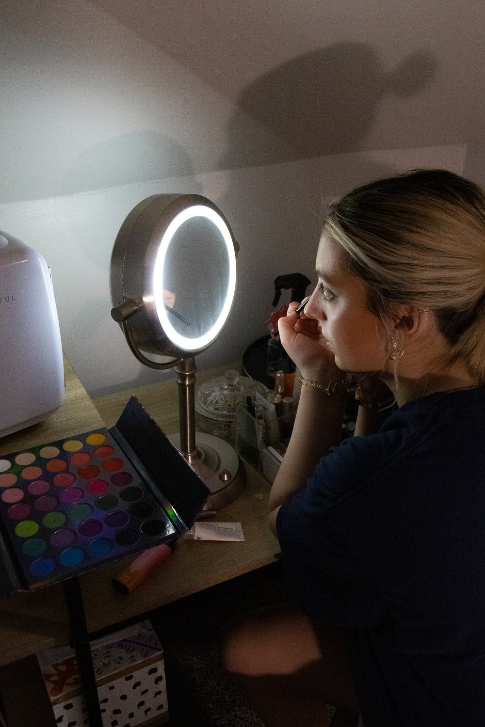 Taking her angled makeup brush, Lindsay Best uses her Lisa Frank Morphe makeup palette to create her night-out look. Best follows along with a TikTok video on the process. Generation Z created a dependency shift where they are more likely to search o