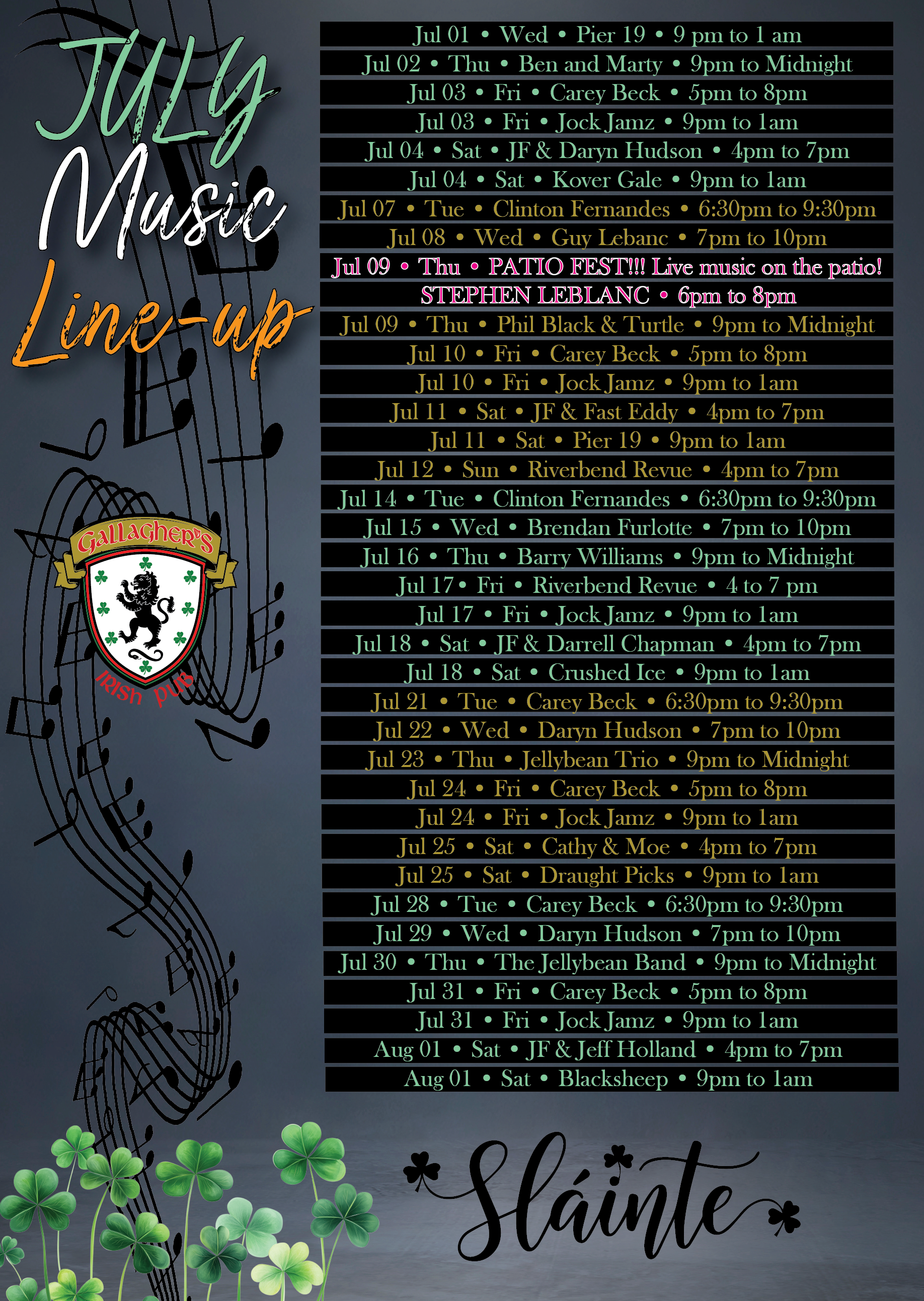 CAREY BECK (weekly) at Gallagher's Irish Pub
