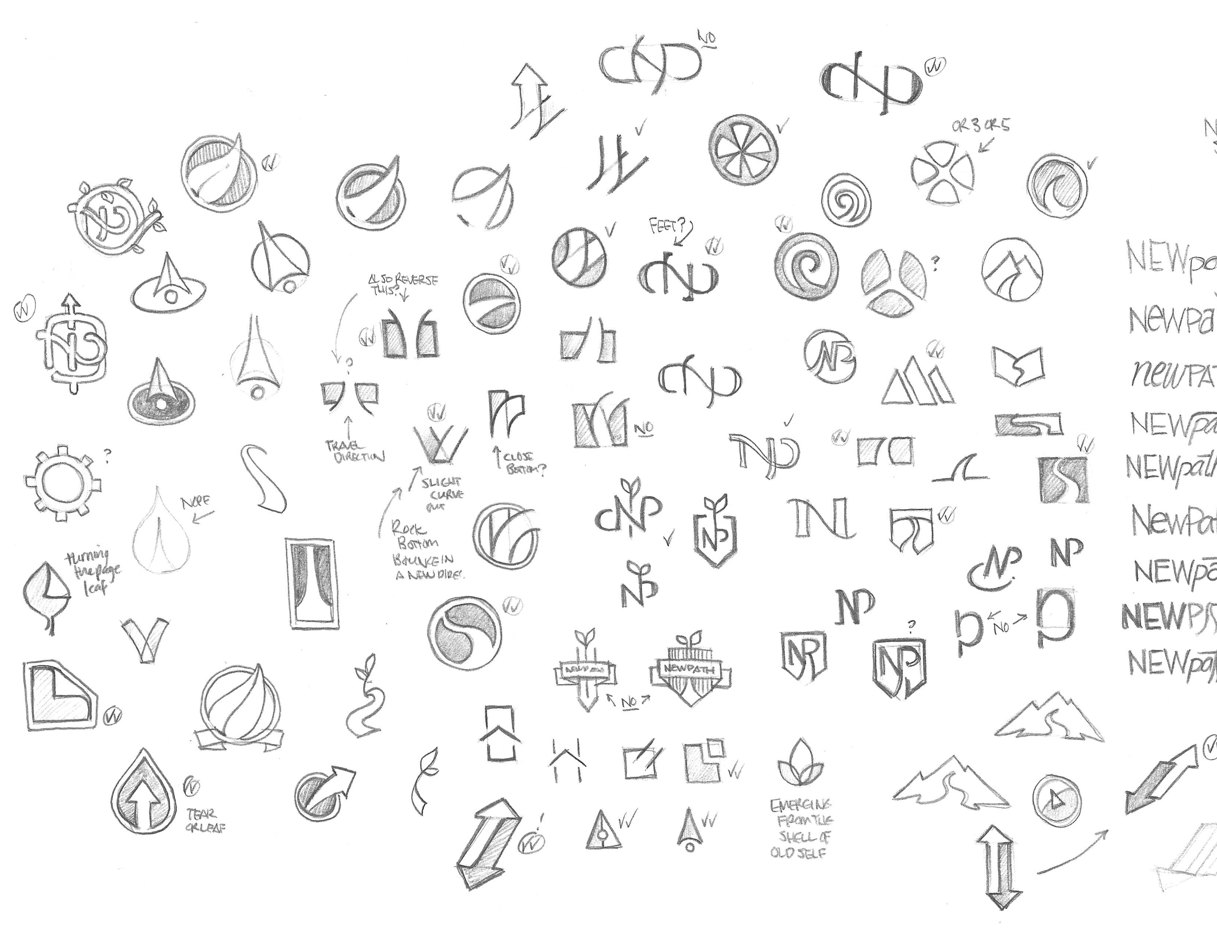 NewPath Foundation logo sketches