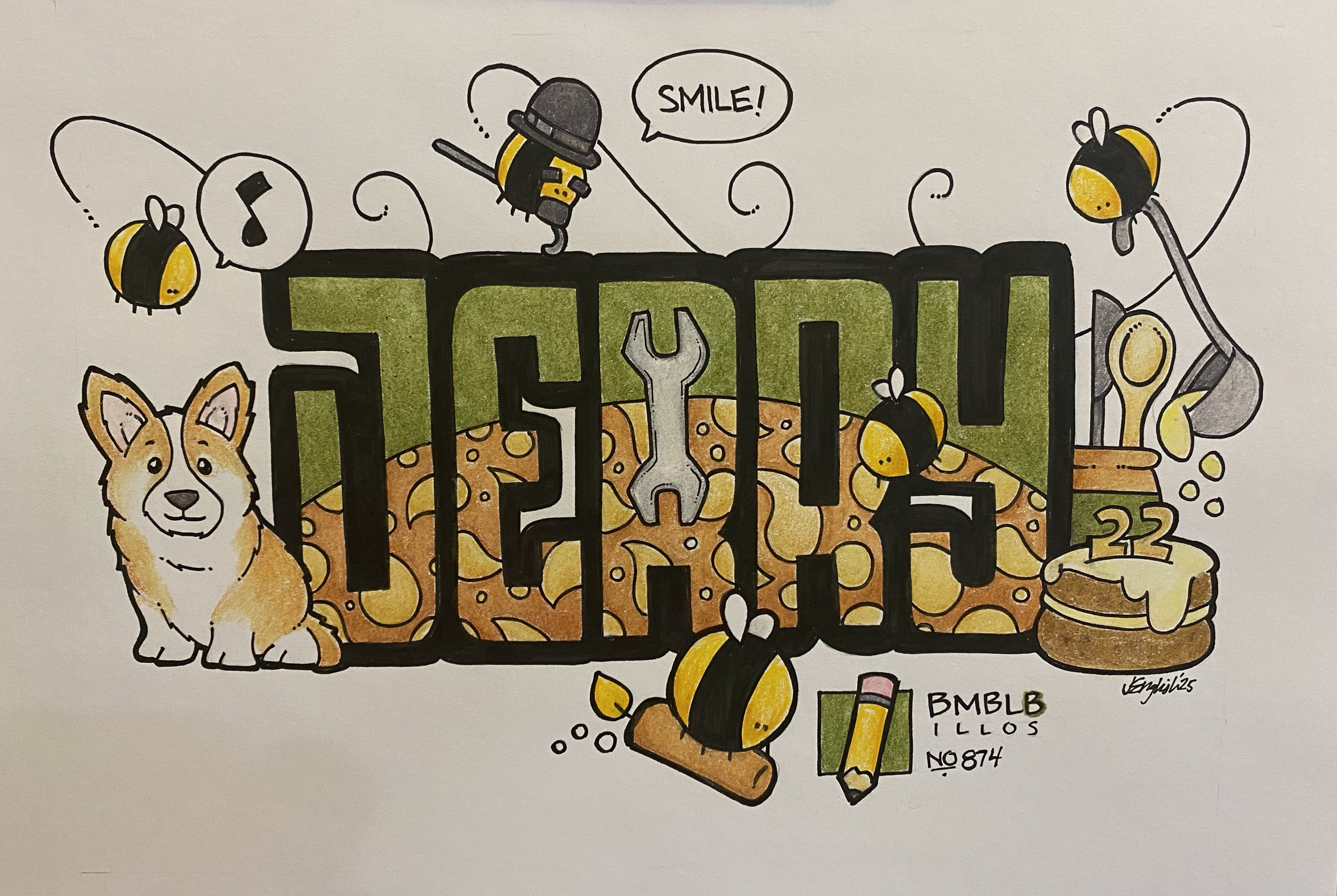 Jerry birthday illustration 11x8.5