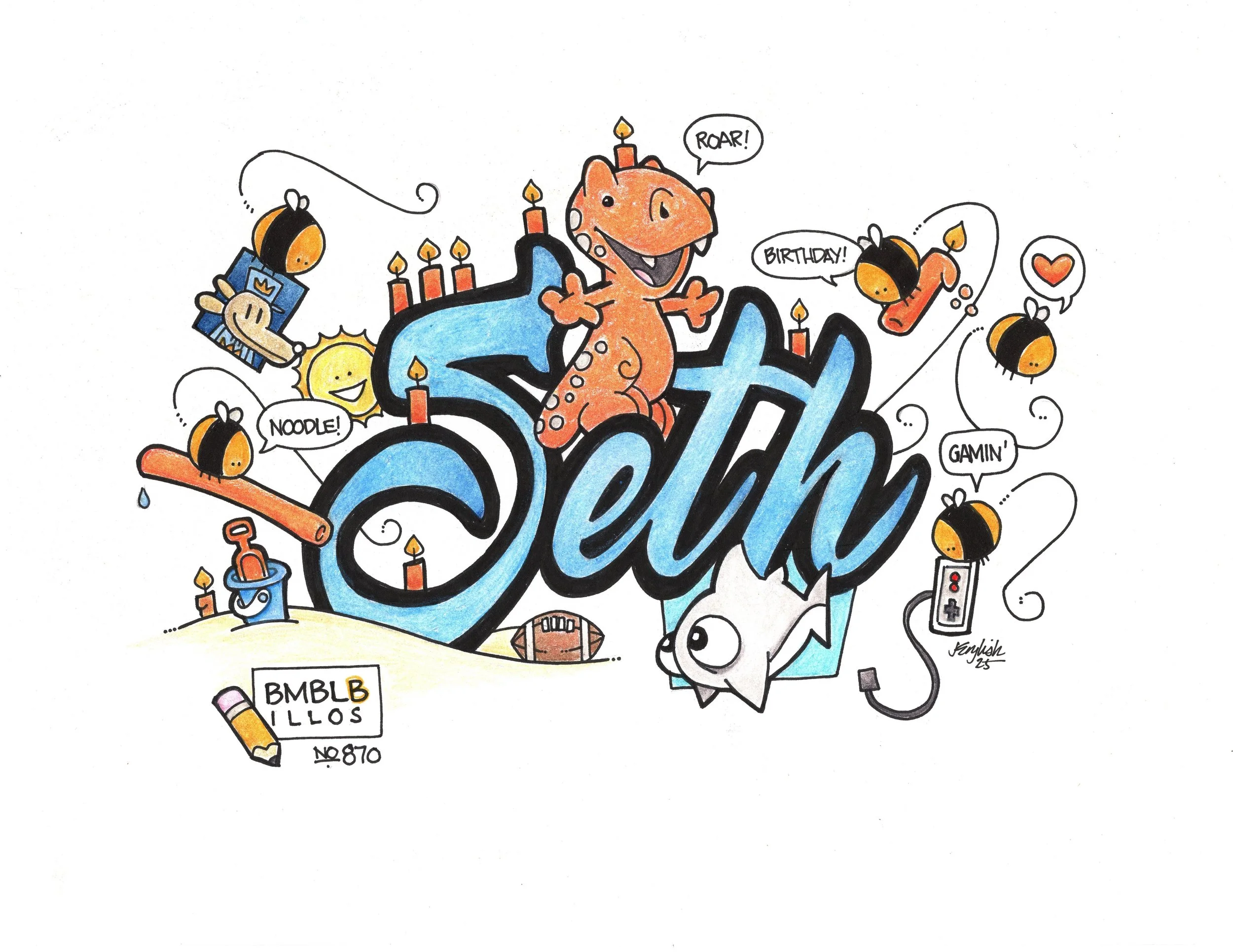 Seth birthday illustration 11x8.5