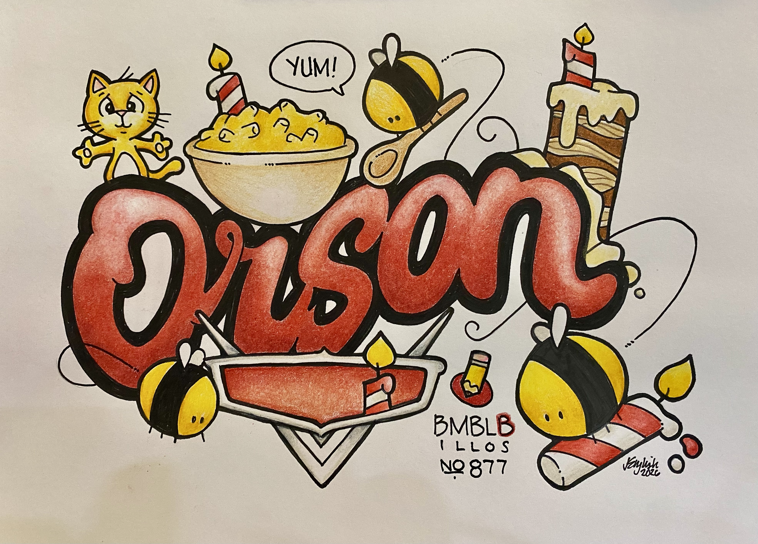 Orson birthday illustration 11x8.5