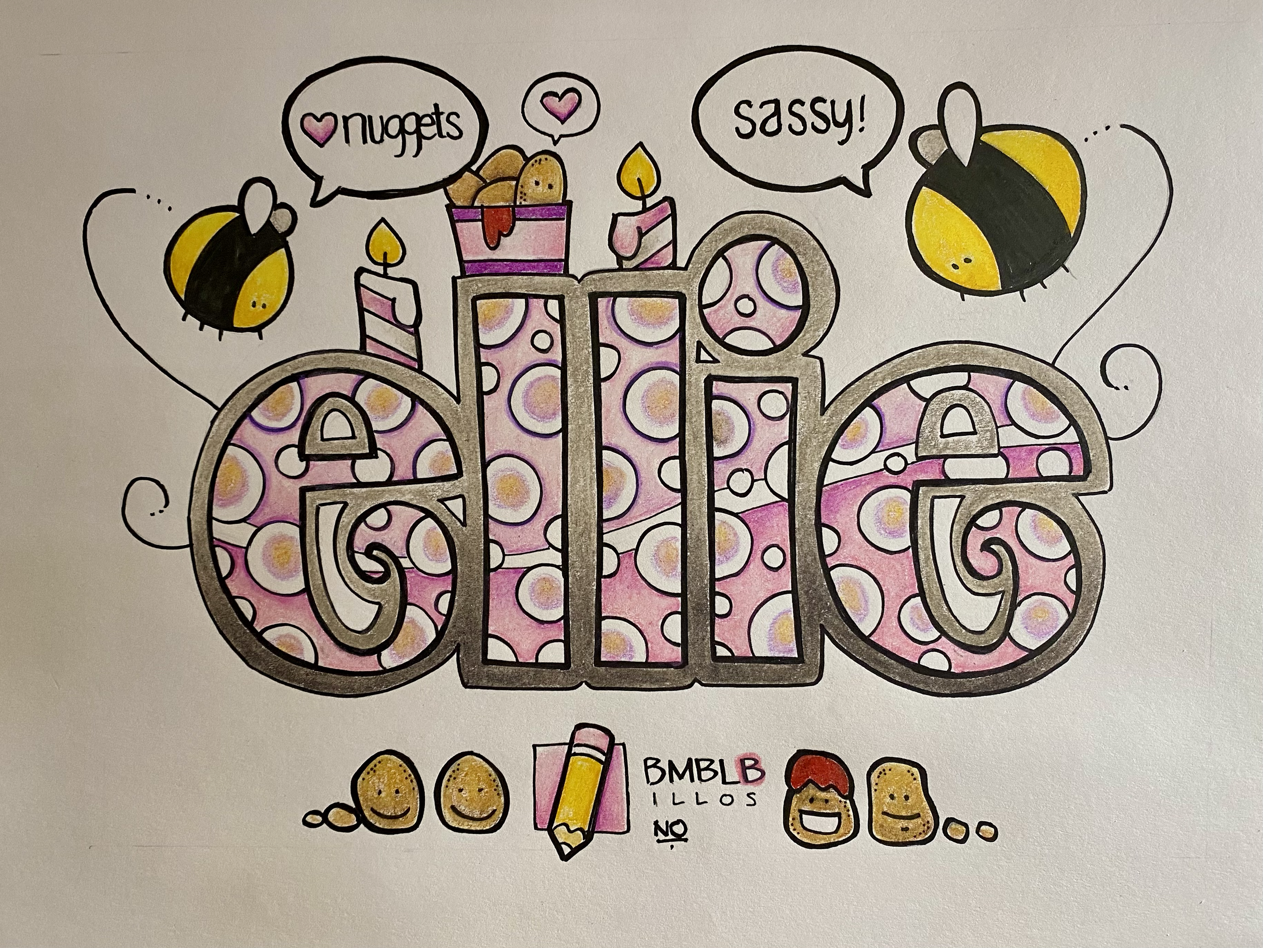 Ellie birthday illustration 11x8.5