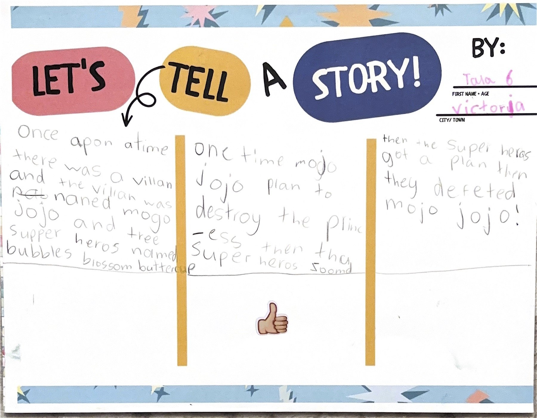 Tala, Age 6, (1 of 2, continued on next slide)