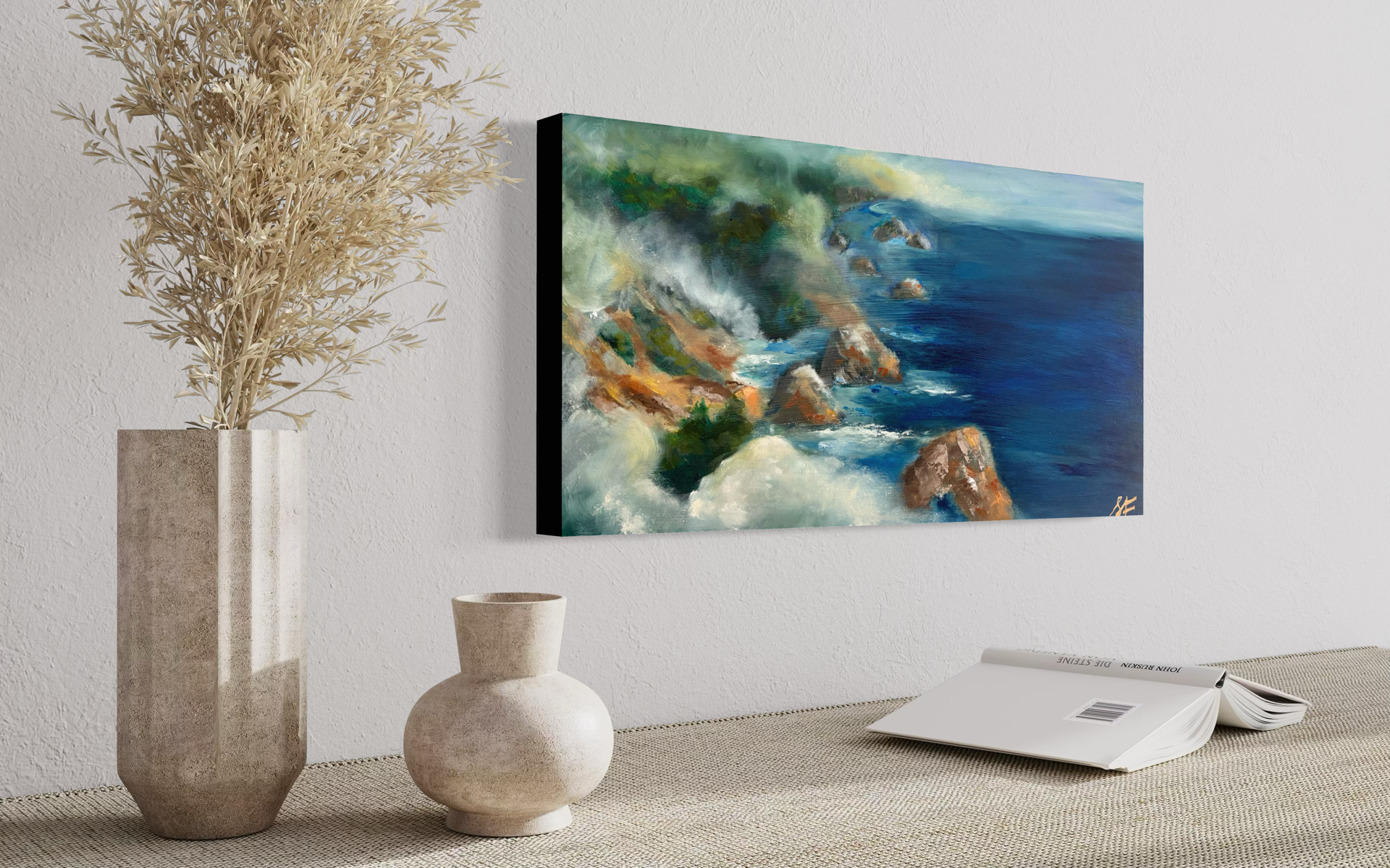 Cradled Coast_12x24_oiloncradledwoodpanel_Shaney Fago_2026_InRoomSide.jpg.PNG