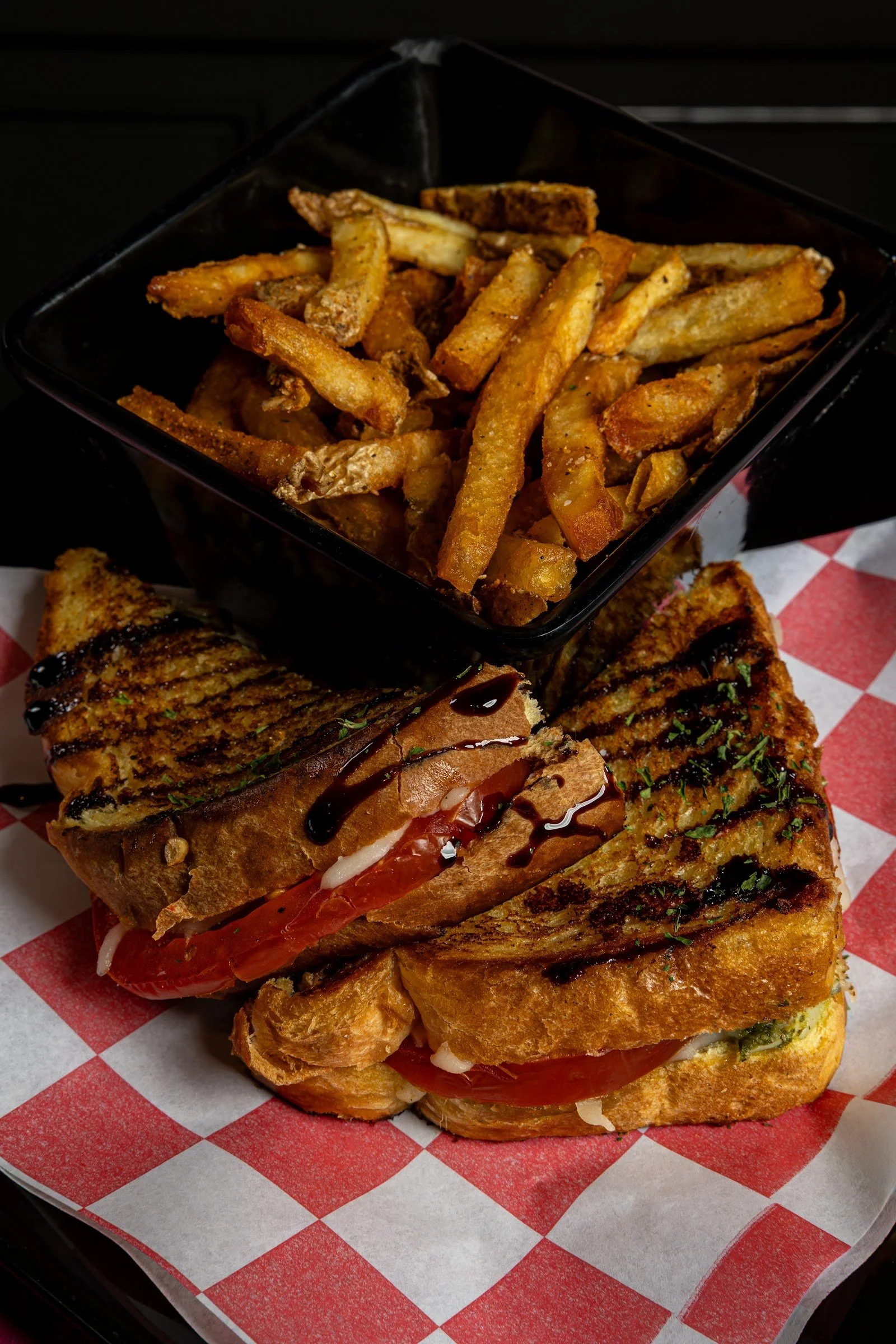 Caprese Sandwich and Fries