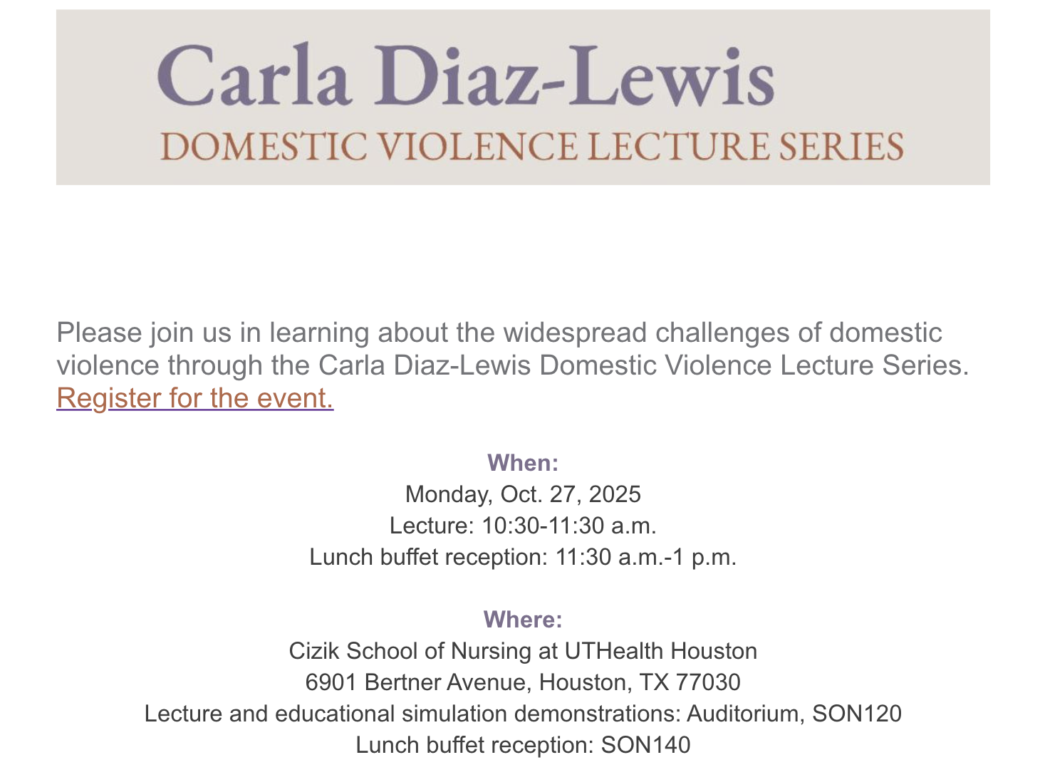 Carla Diaz-Lewis Domestic Violence Lecture Series