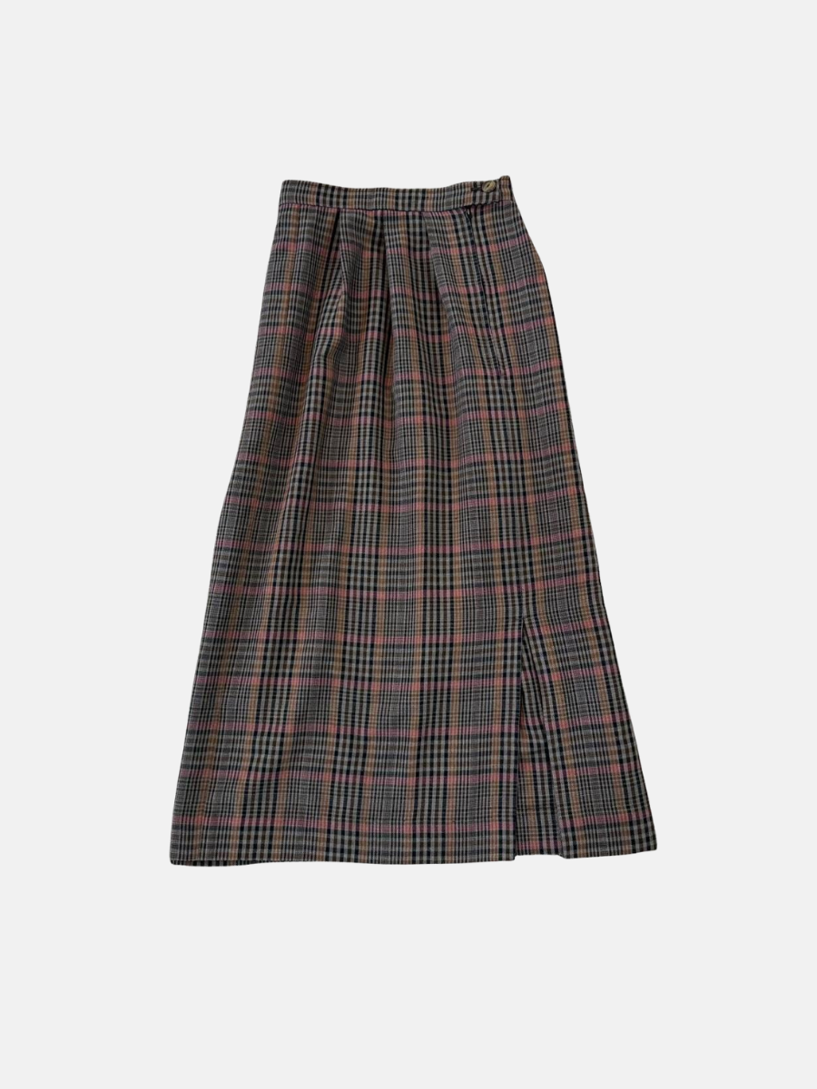 Brown/pink plaid maxi skirt Xl $17.50
