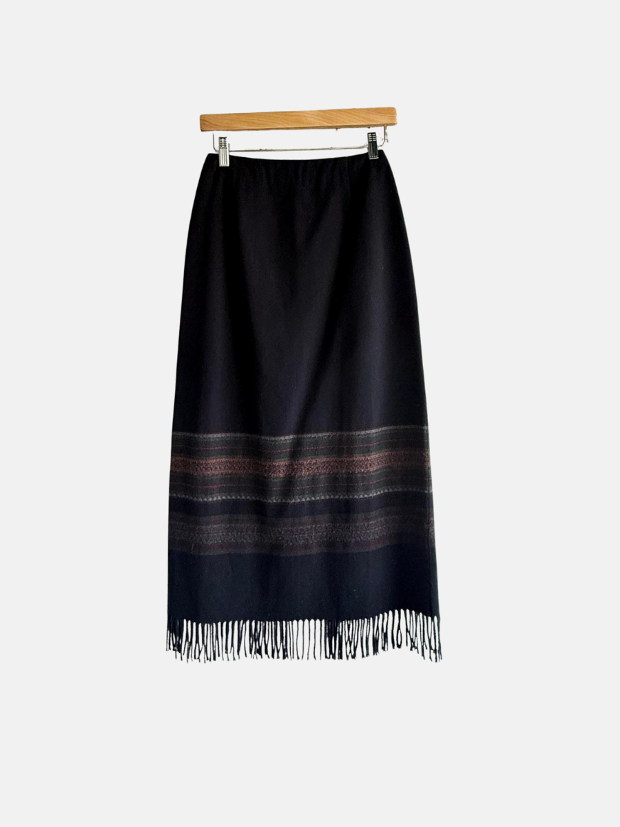 Striped fringe column skirt $39.99
