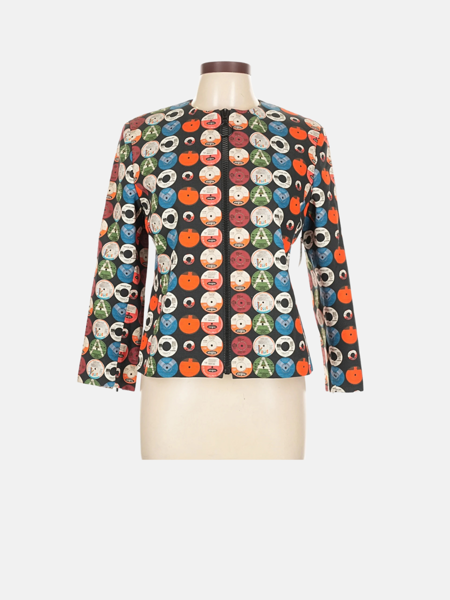 Akris Punto multicolor graphic print 100% baumwolle jacket size 10 $704.99