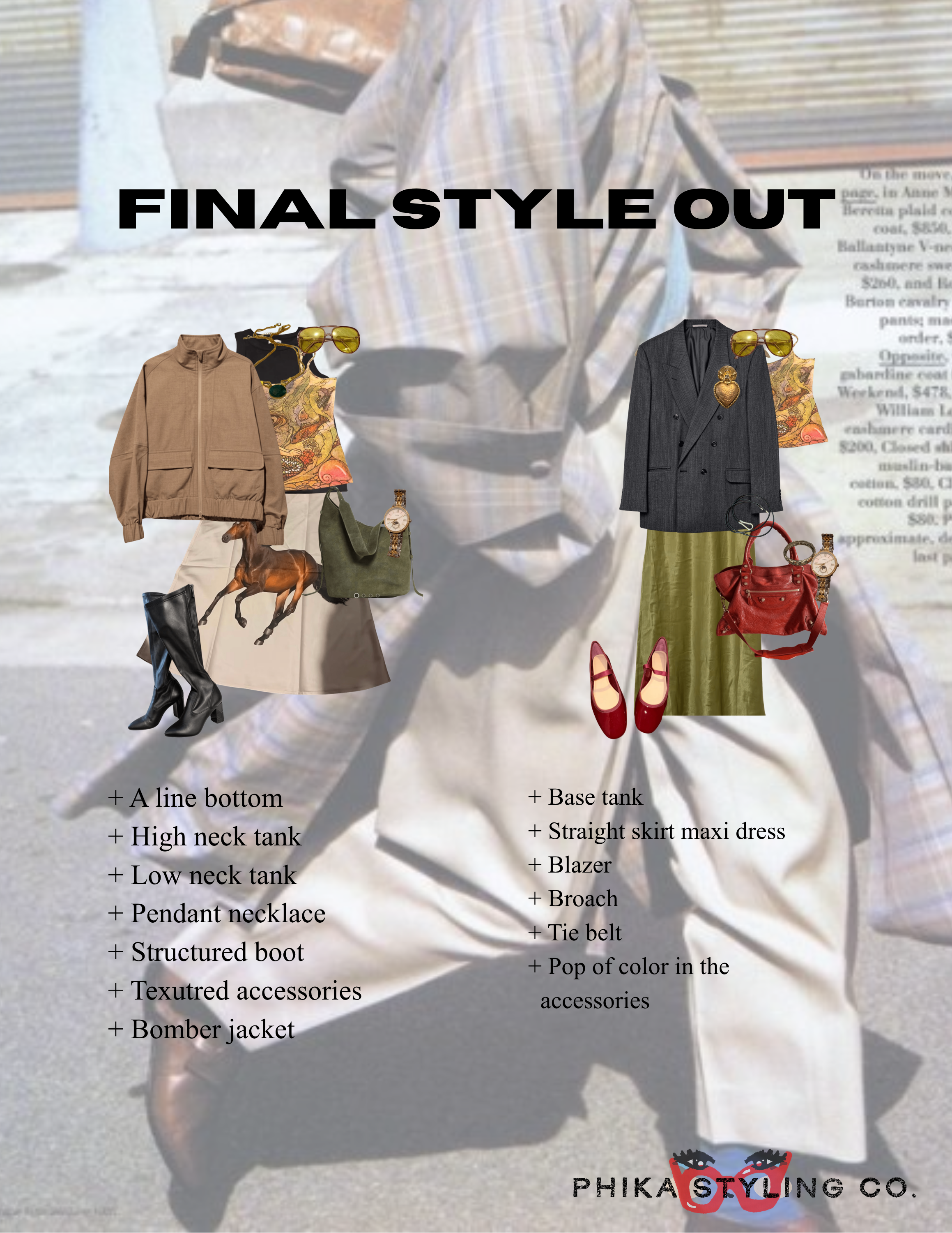 Client A's final style out with outfit formulas