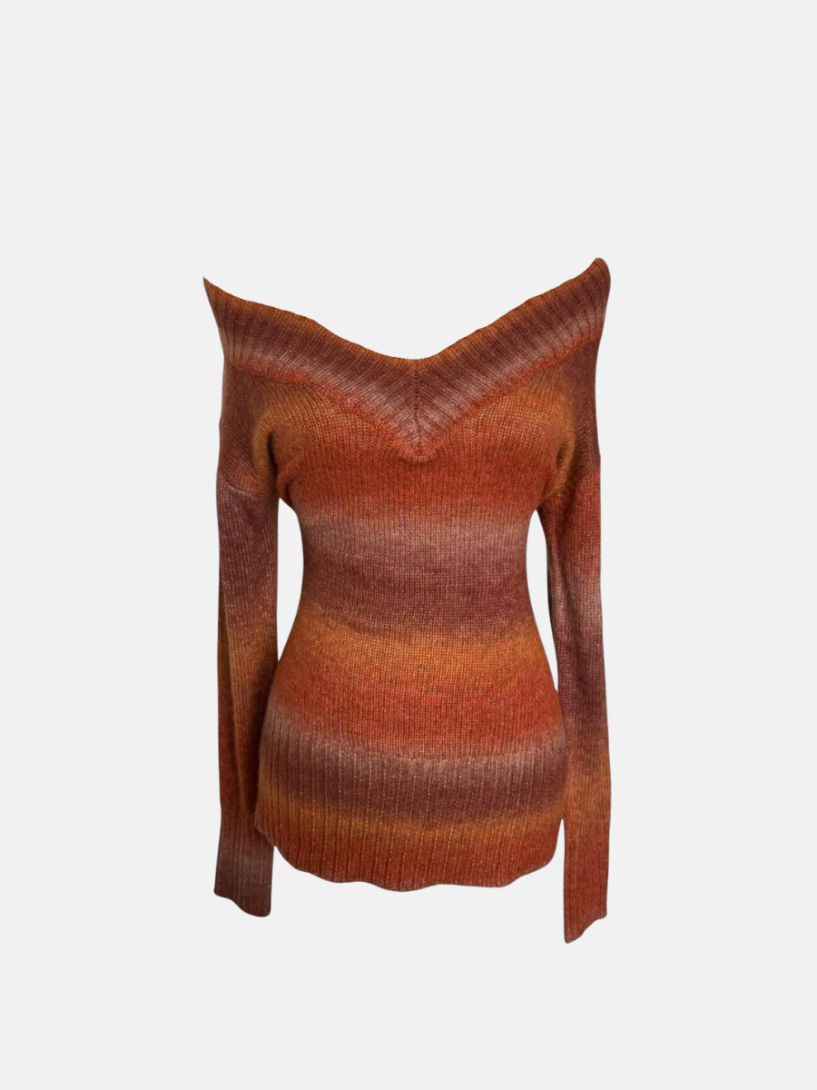 Off the shoulder orange/brown jumper XS $31.00