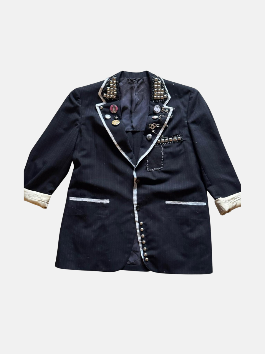 Handmade navy crust punk blazer M $35.00