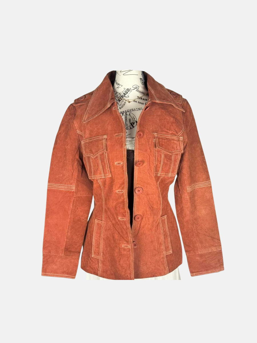 Vintage Y2K orange suede jacket S $39.90