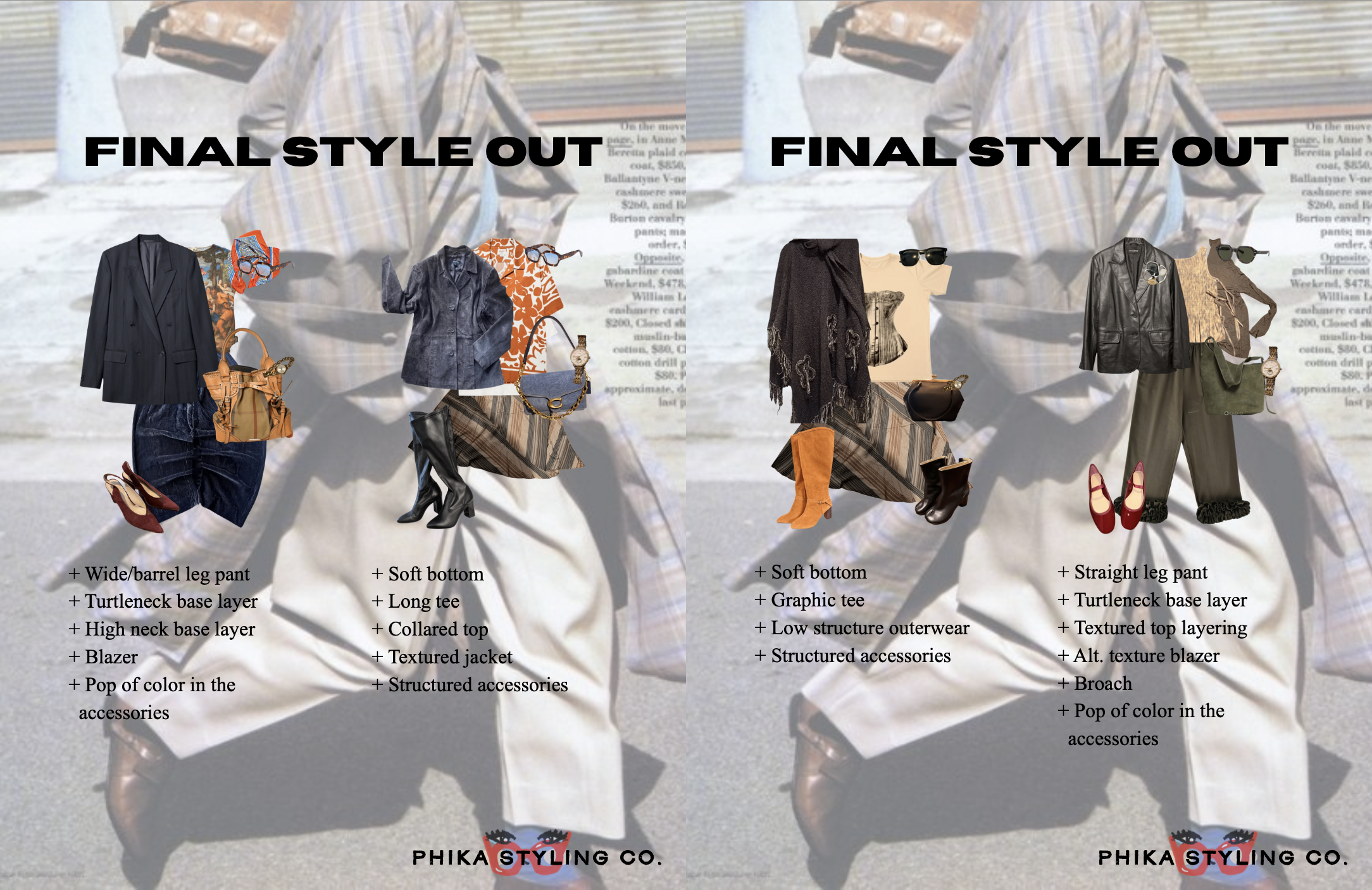 Client A's final style out with outfit formulas