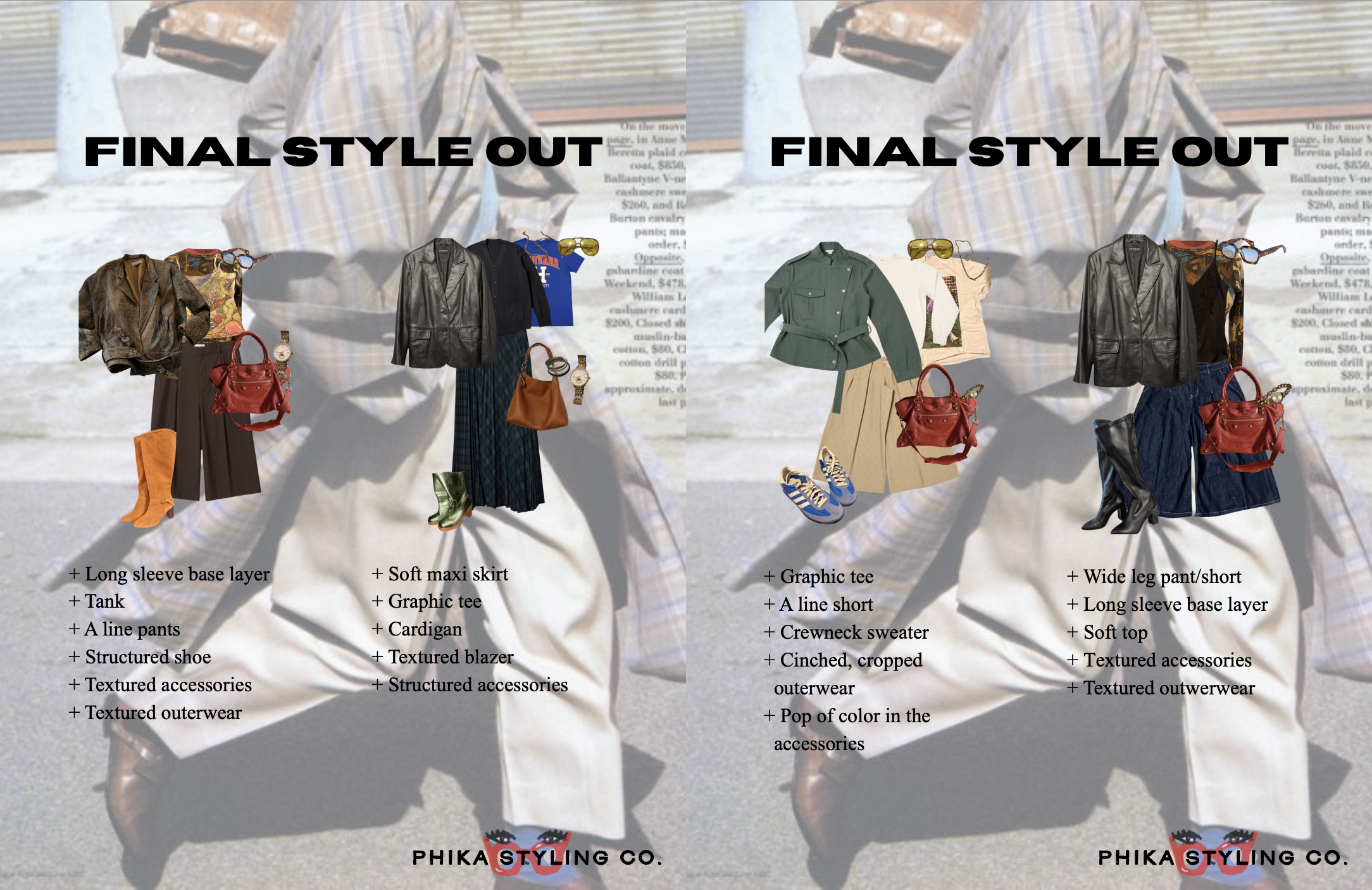 Client A's final style out with outfit formulas
