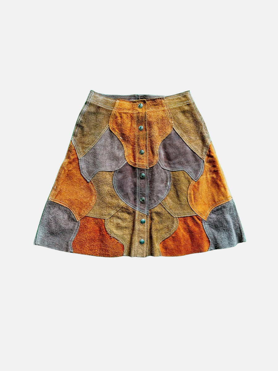 Vintage 1970s suede patchwork skirt: Size S, $75
