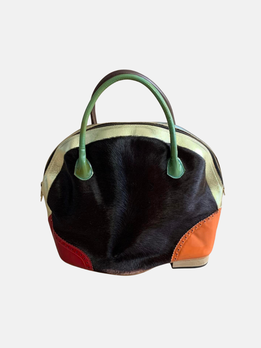 One of a kind mixed material heel bag $280.00