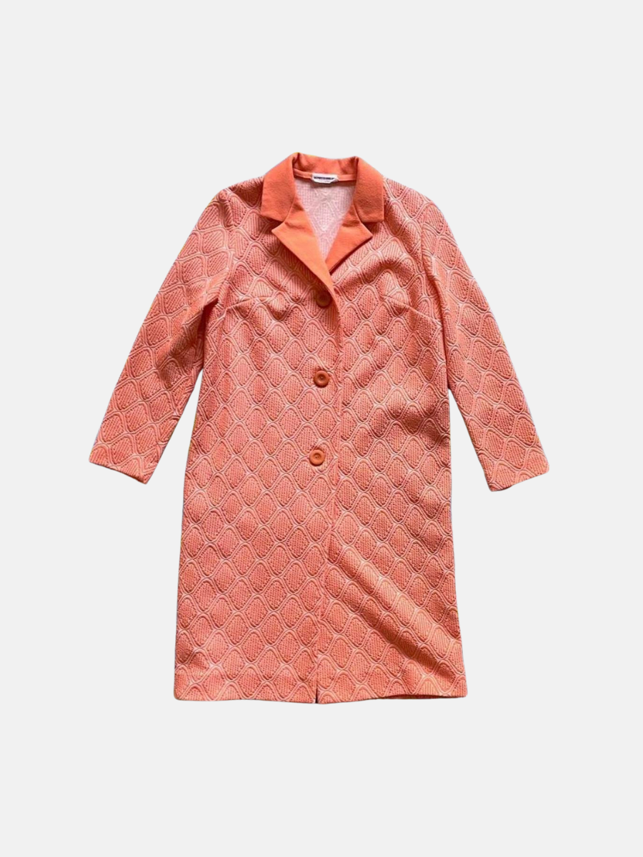 Vintage 70s patterned coral coat M $32.20
