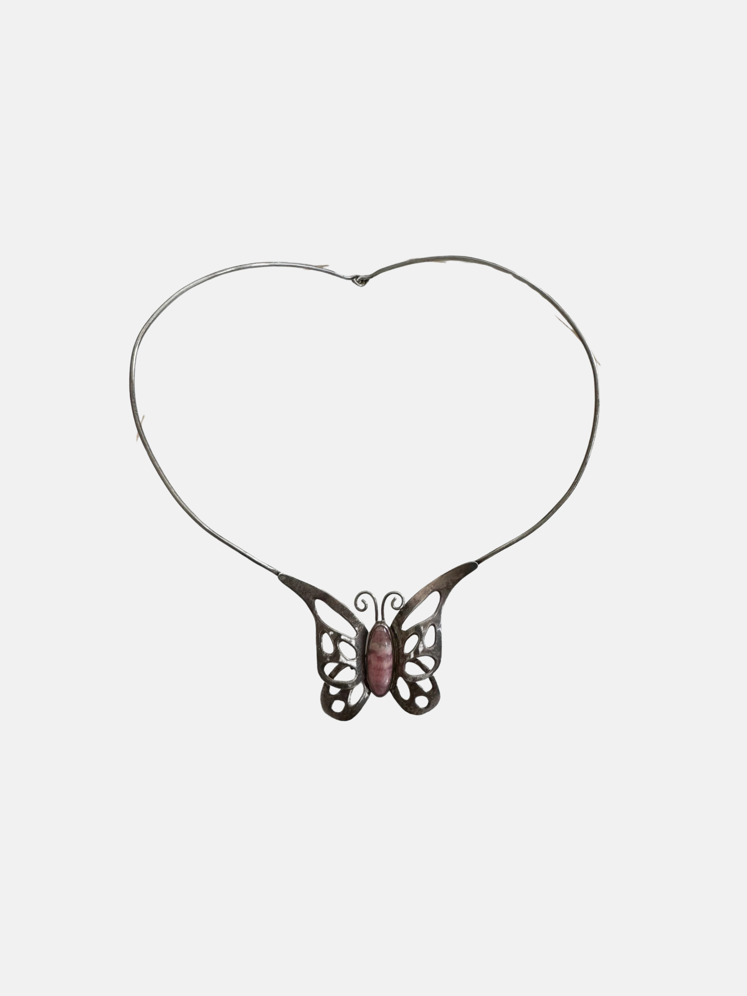 Vintage pink gemstone butterfly necklace $130