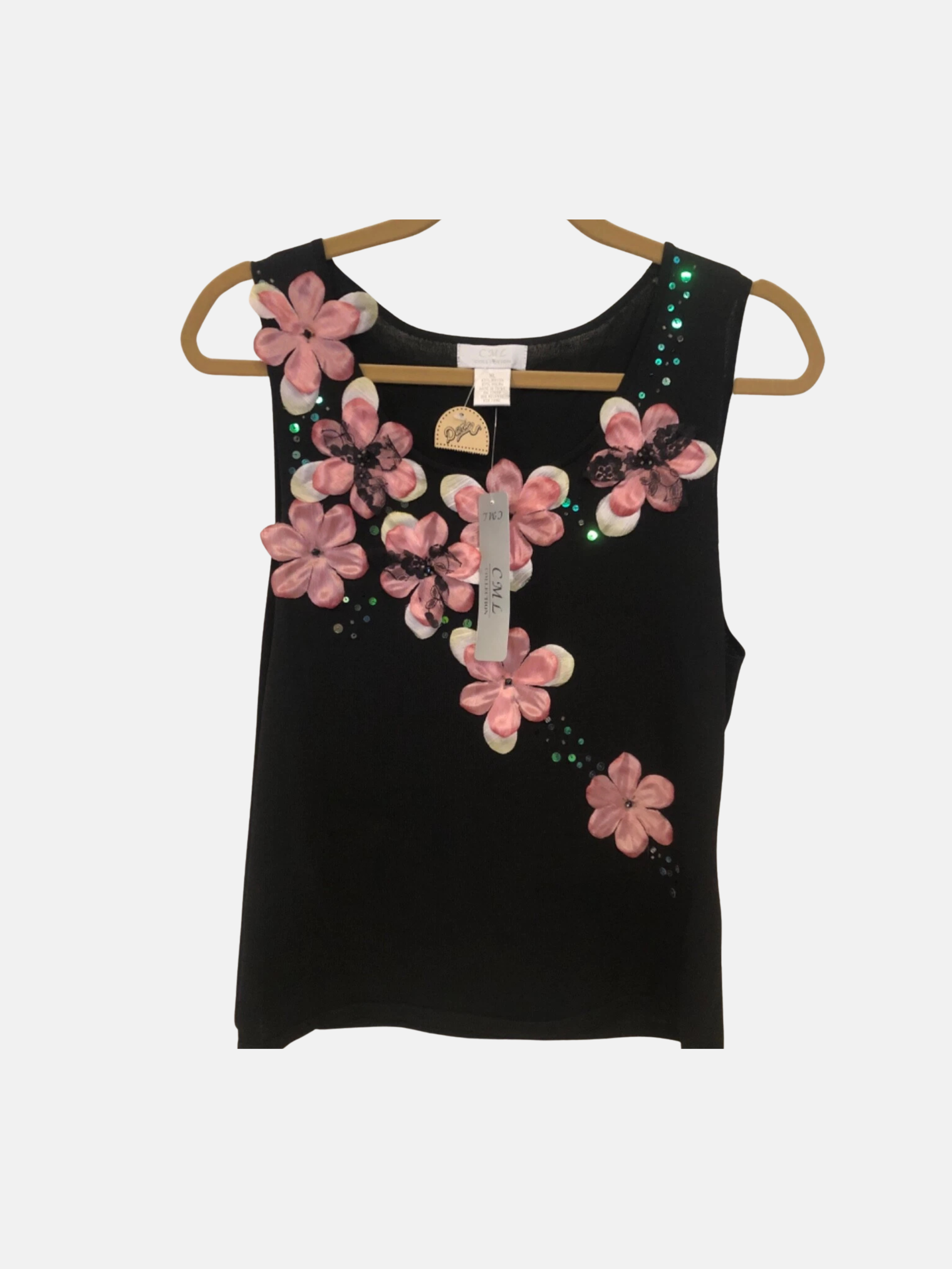 CML Collections flower embellished tank XL $59.99