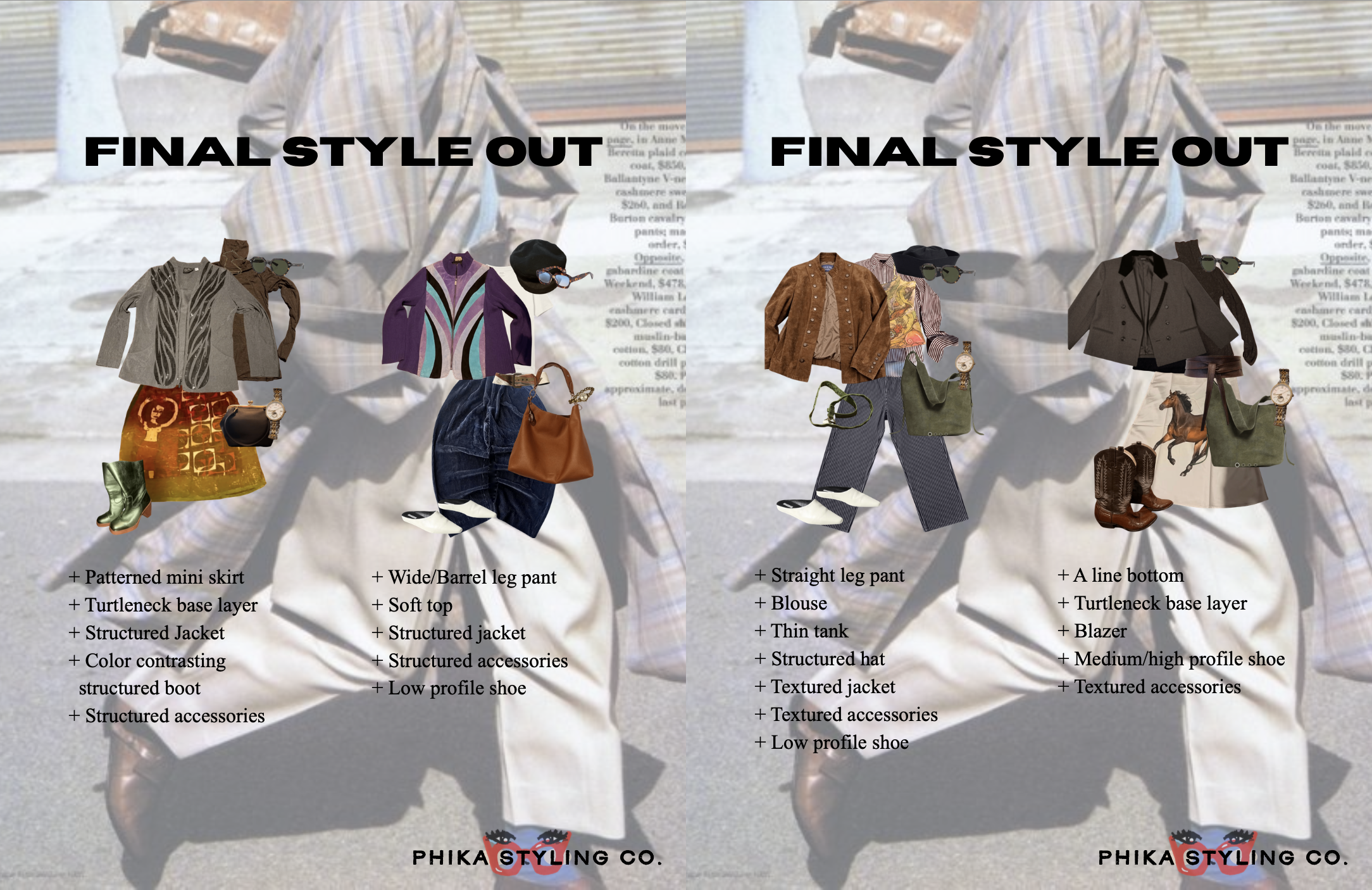Client A's final style out with outfit formulas