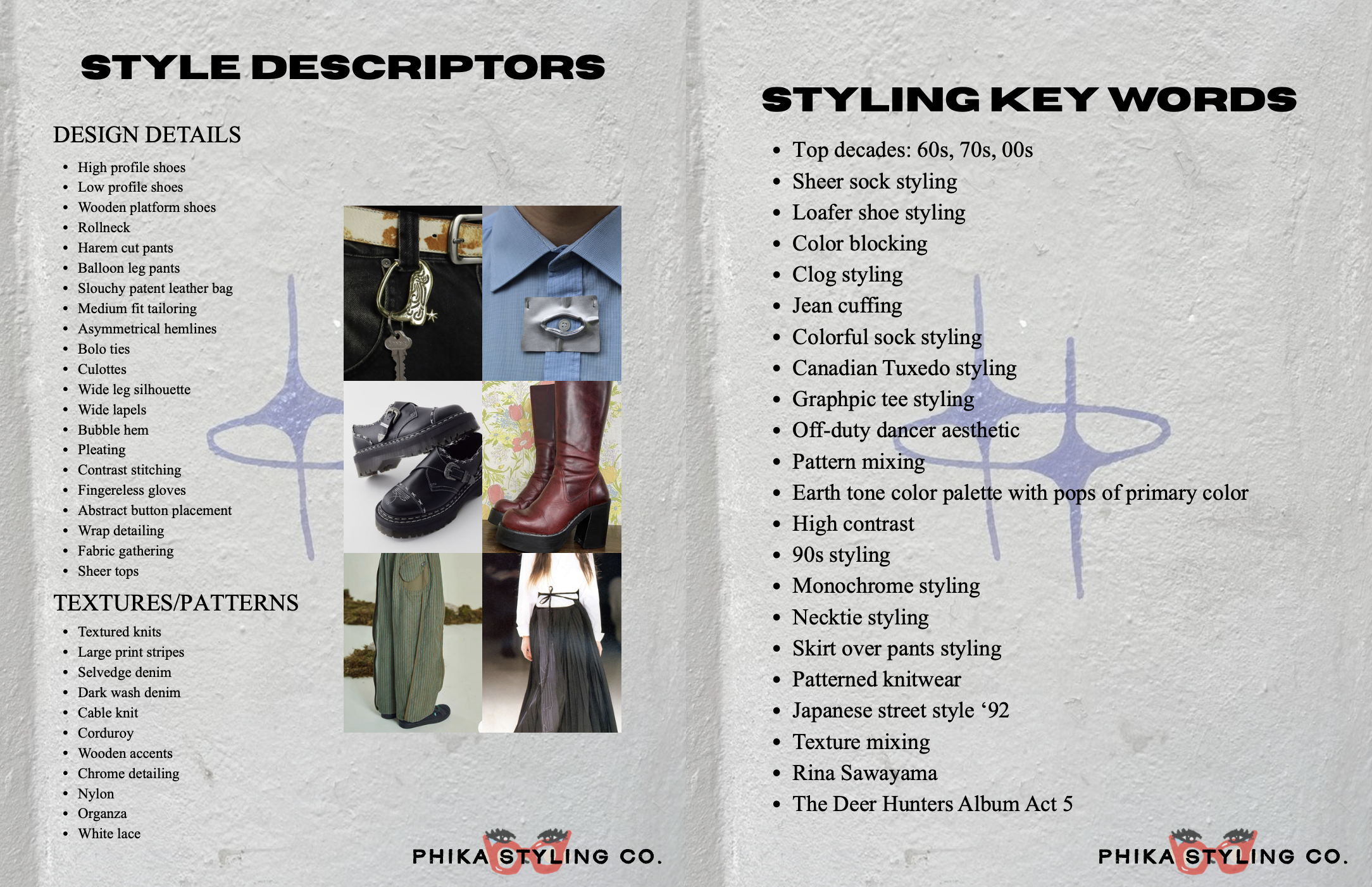 Page 1 and 2 of Client C's style book, breaking down the client's style elements