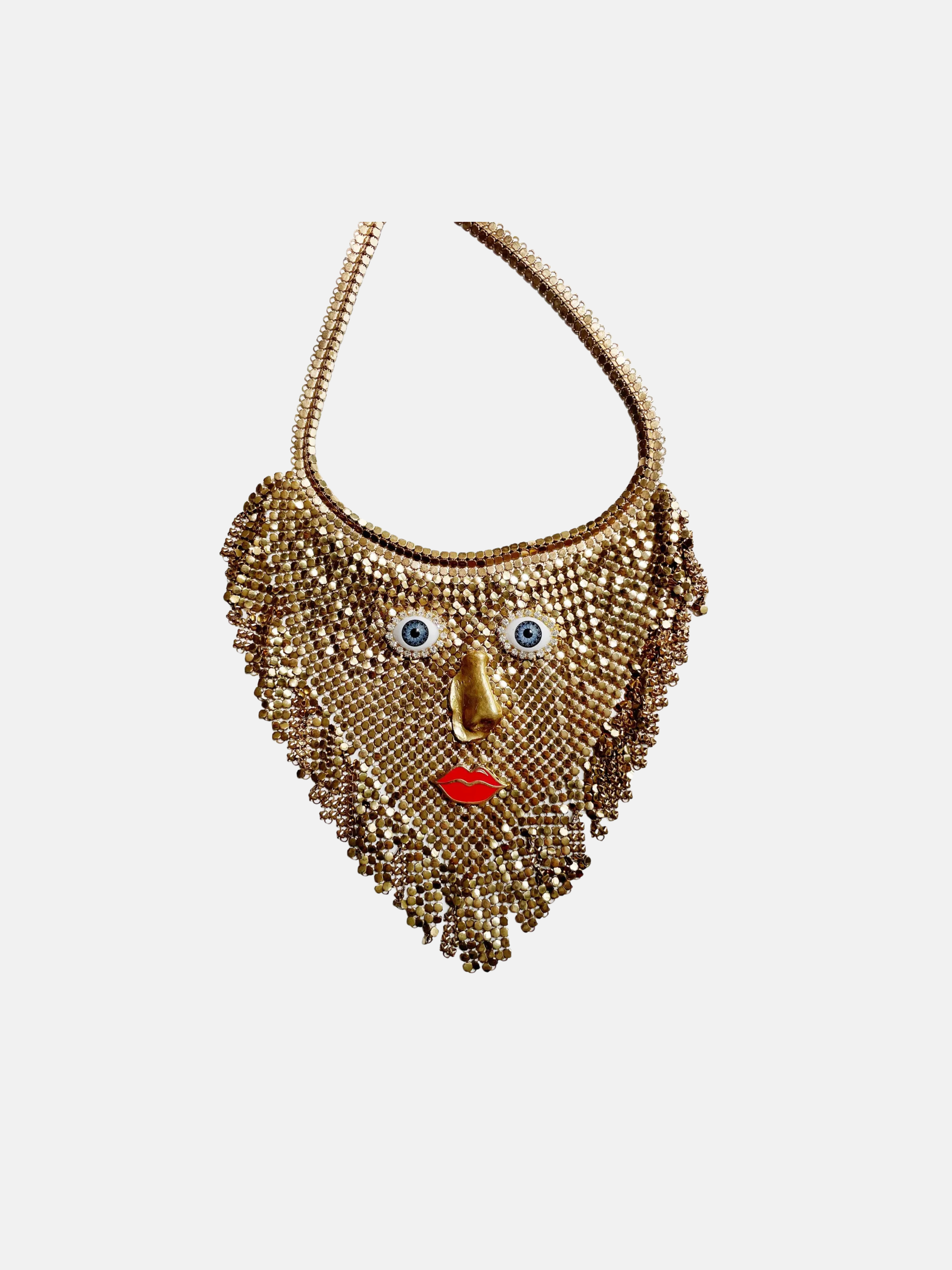 Surrealist bearded lady necklace $285