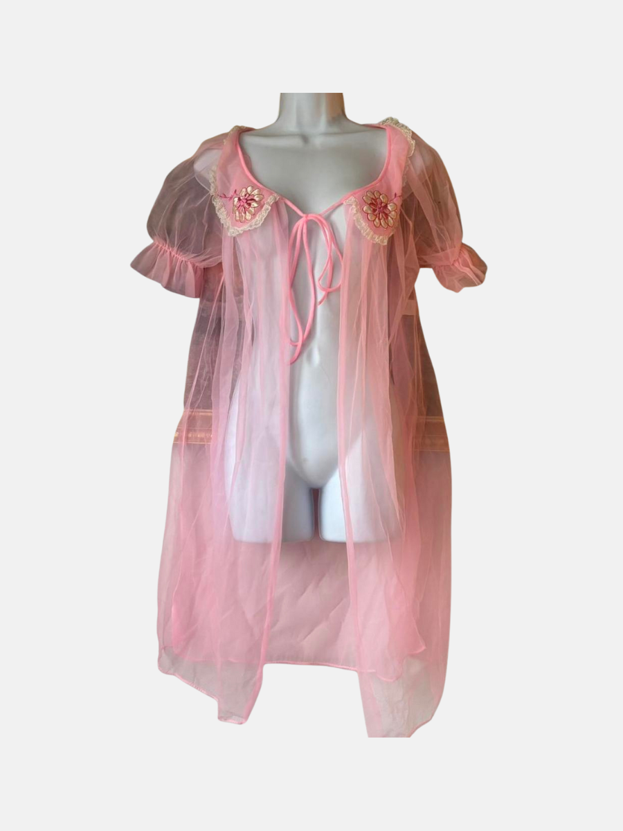 Vintage pink nylon dressing robe L $10.00