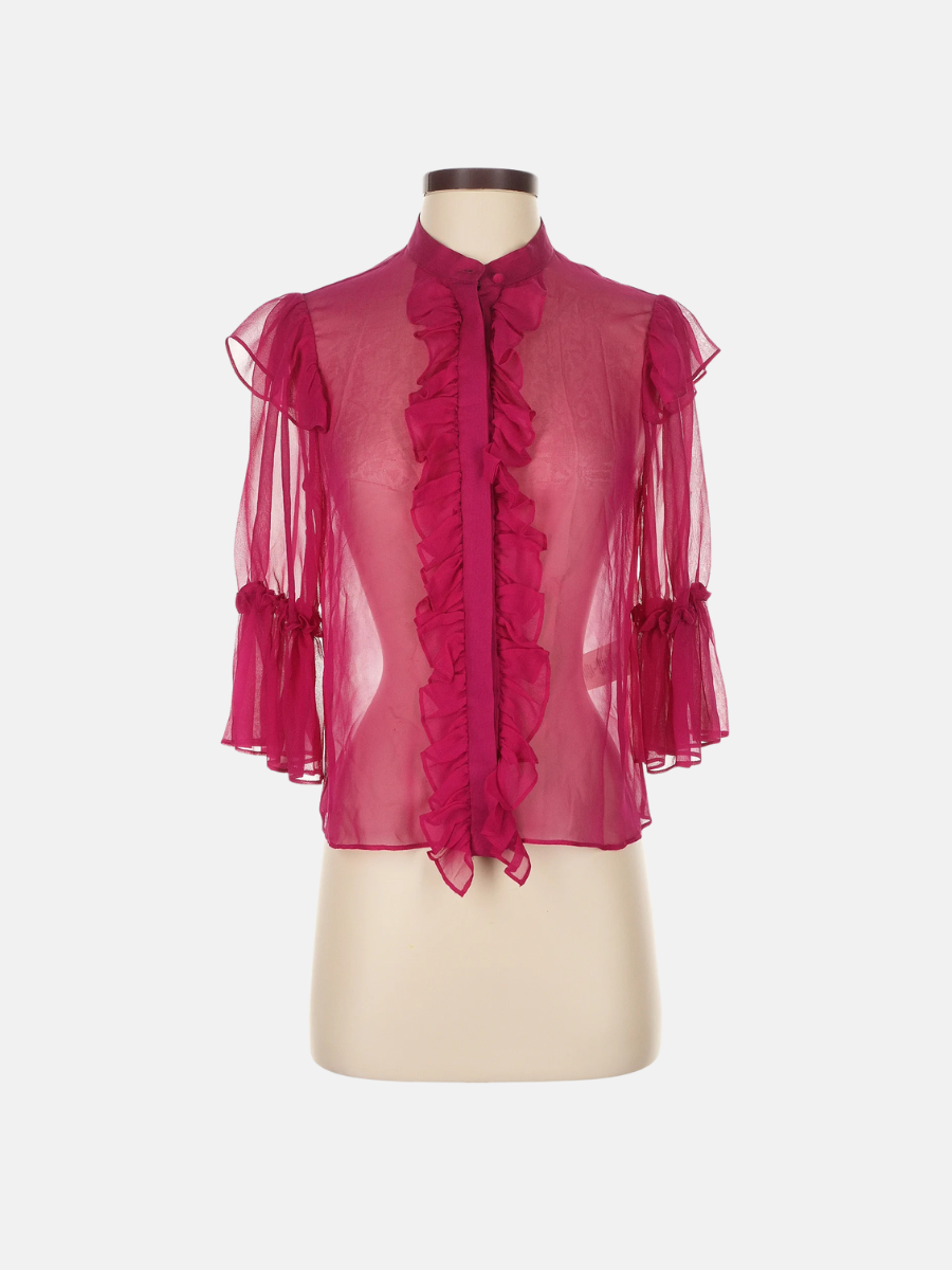 Alice + Olivia ruffled silk top S $63.99
