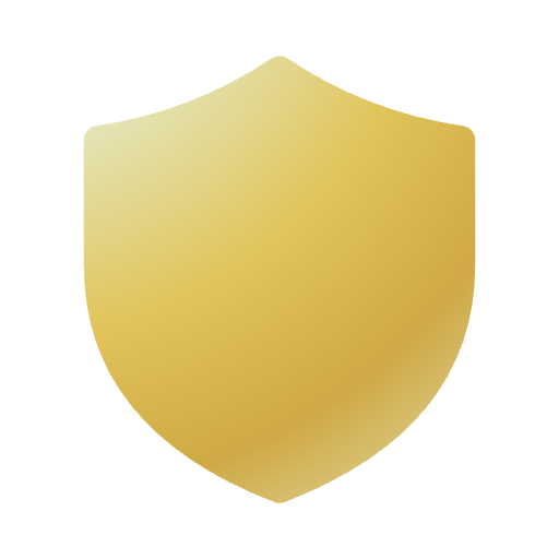 Close-up of a gold-colored shield