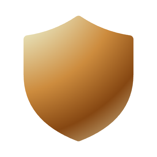 Close-up of a bronze-colored shield